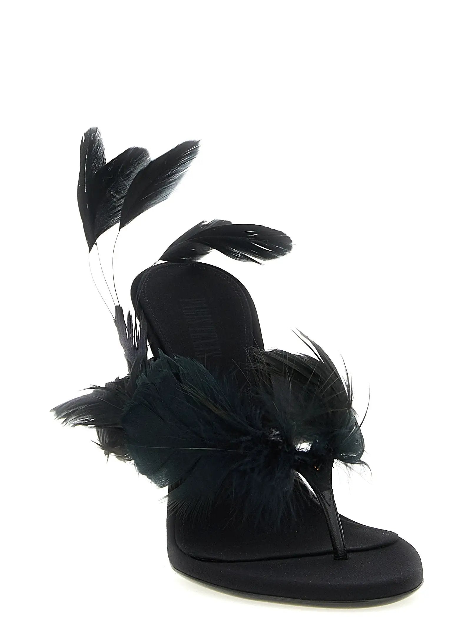 Paris Texas Black Silk Stiletto Heel Sandals