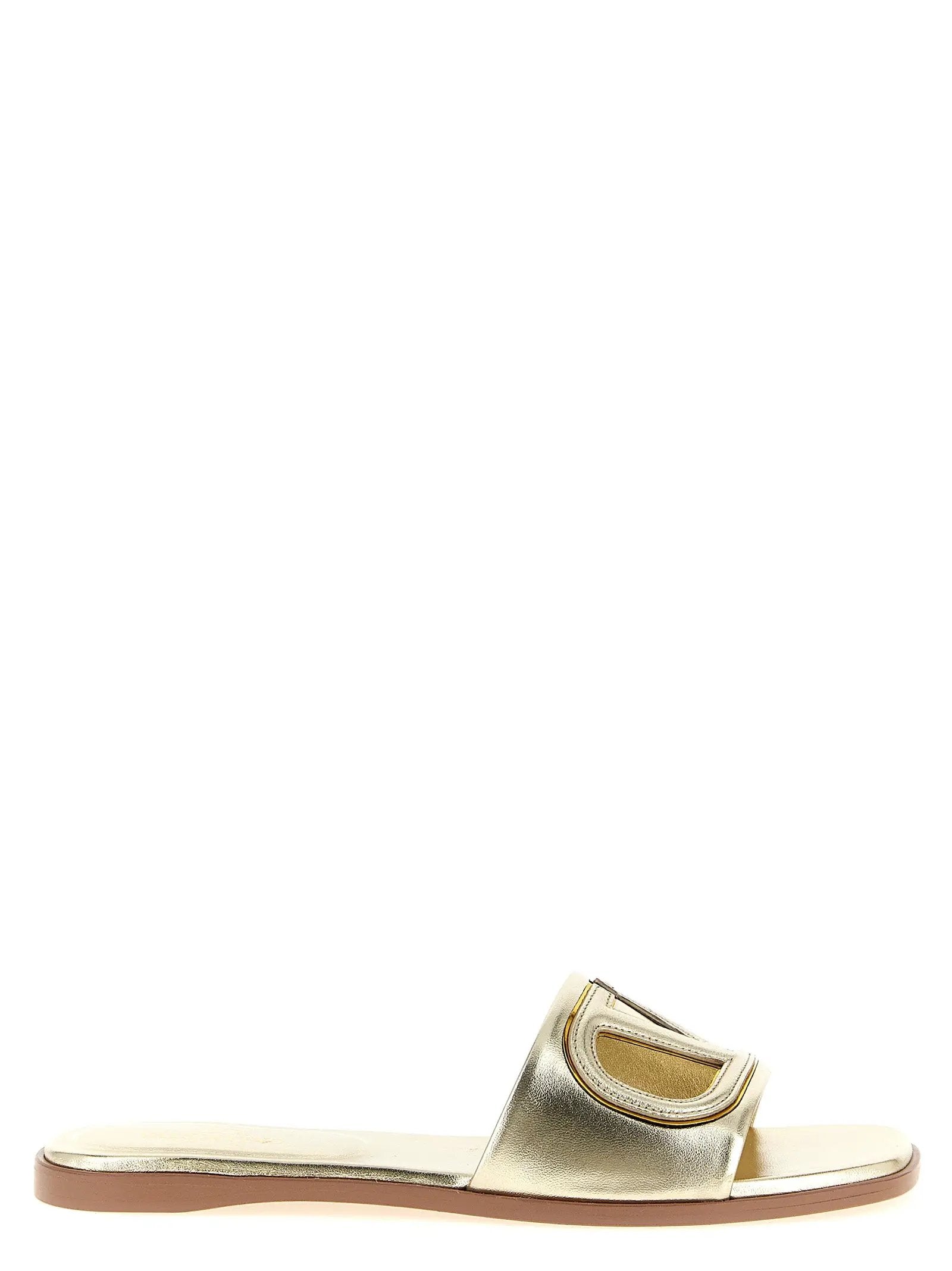 Valentino Garavani Gold Calfskin Slides
