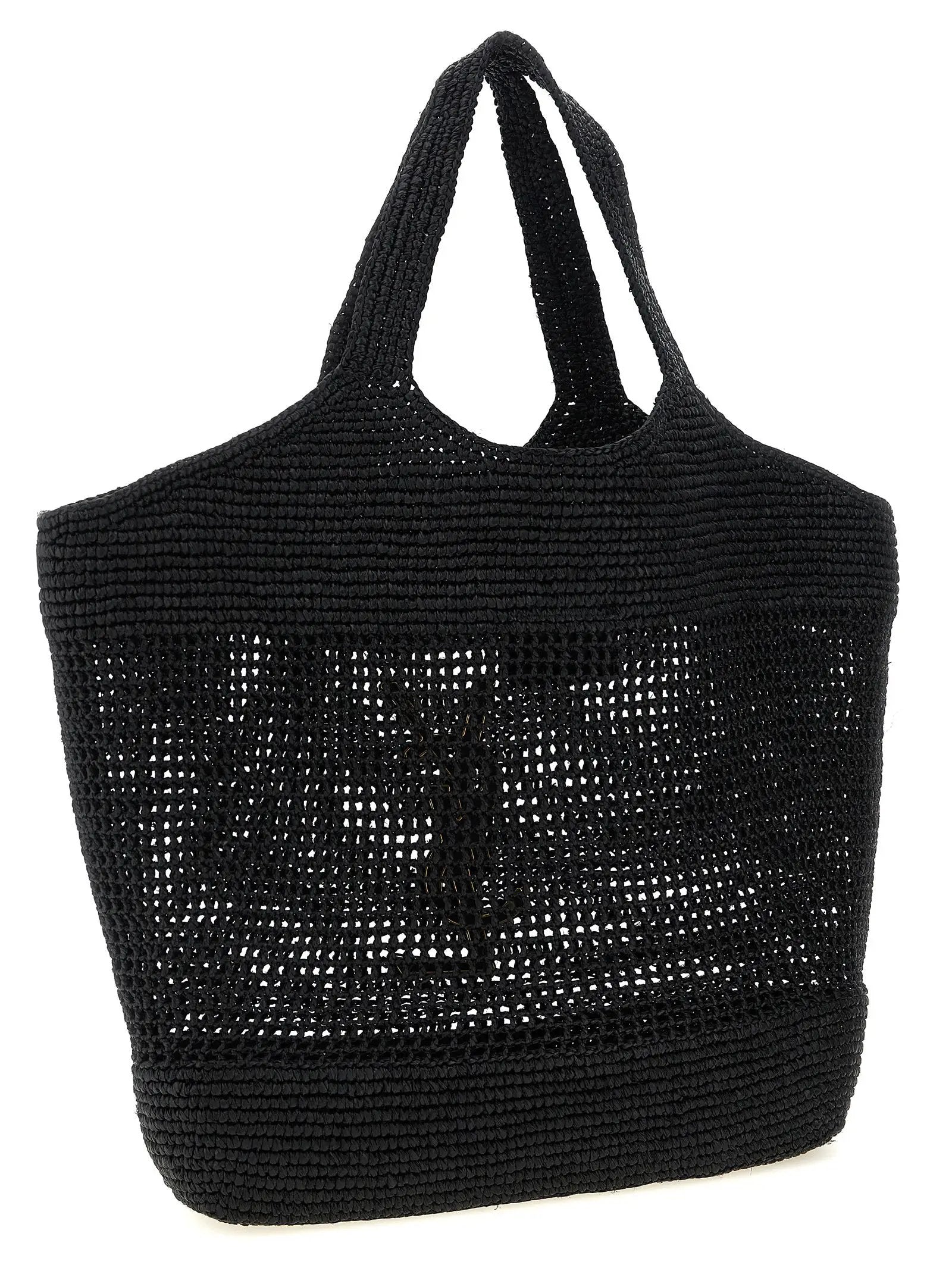 Saint Laurent Black Raffia Tote Bag