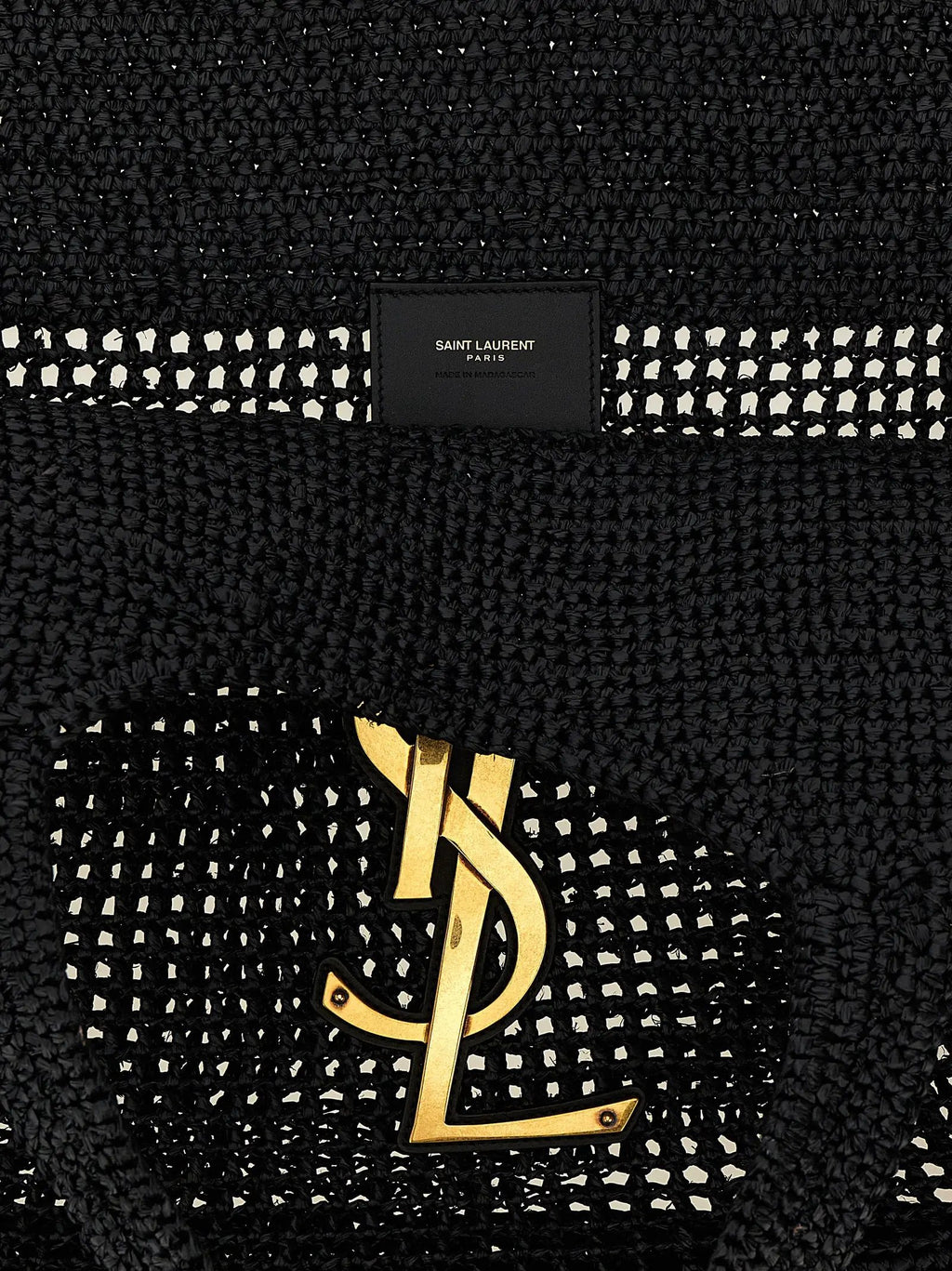 Saint Laurent Black Raffia Tote Bag