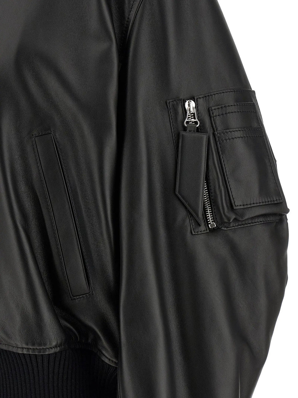 The Attico Black Lamb Leather Leather Jacket