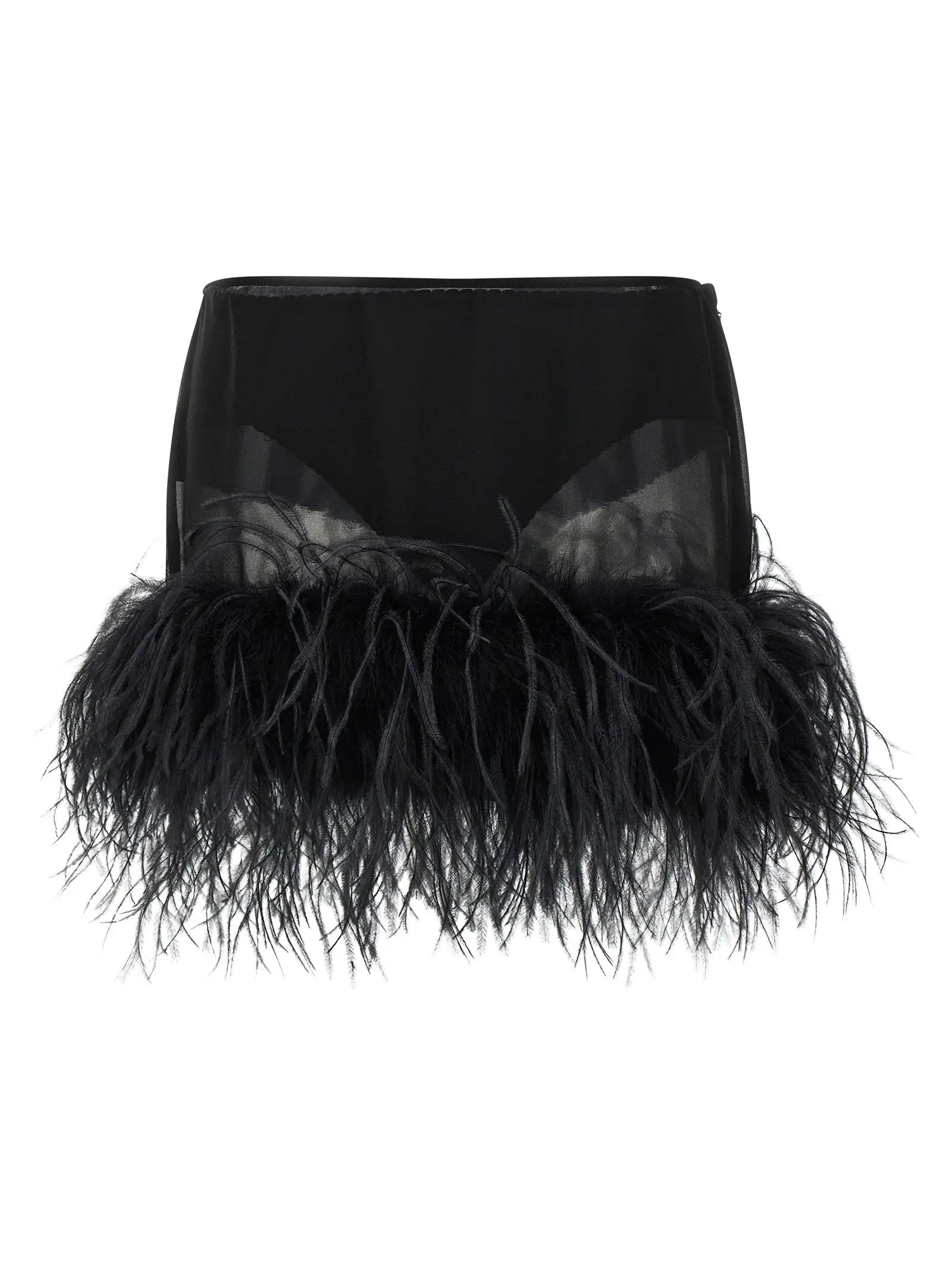 The Attico Black Polyester Long Skirt