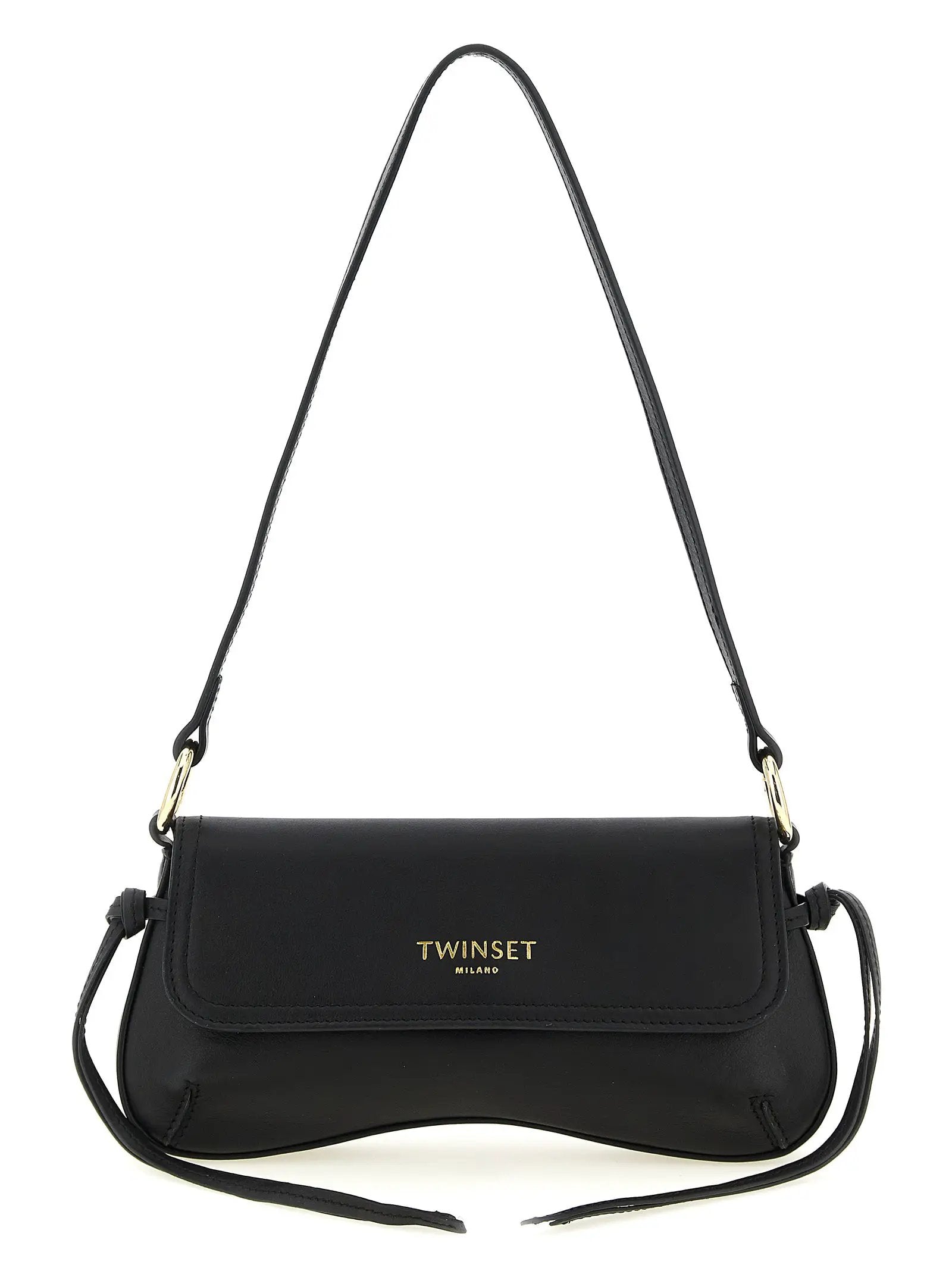 Twinset Black Leather Shoulder Bag