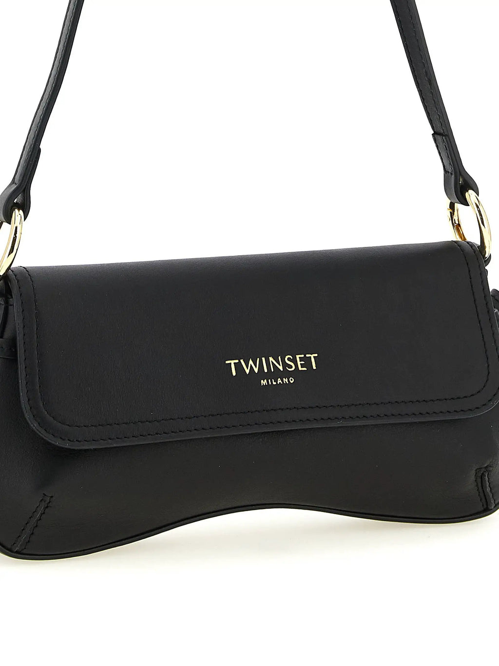 Twinset Black Leather Shoulder Bag