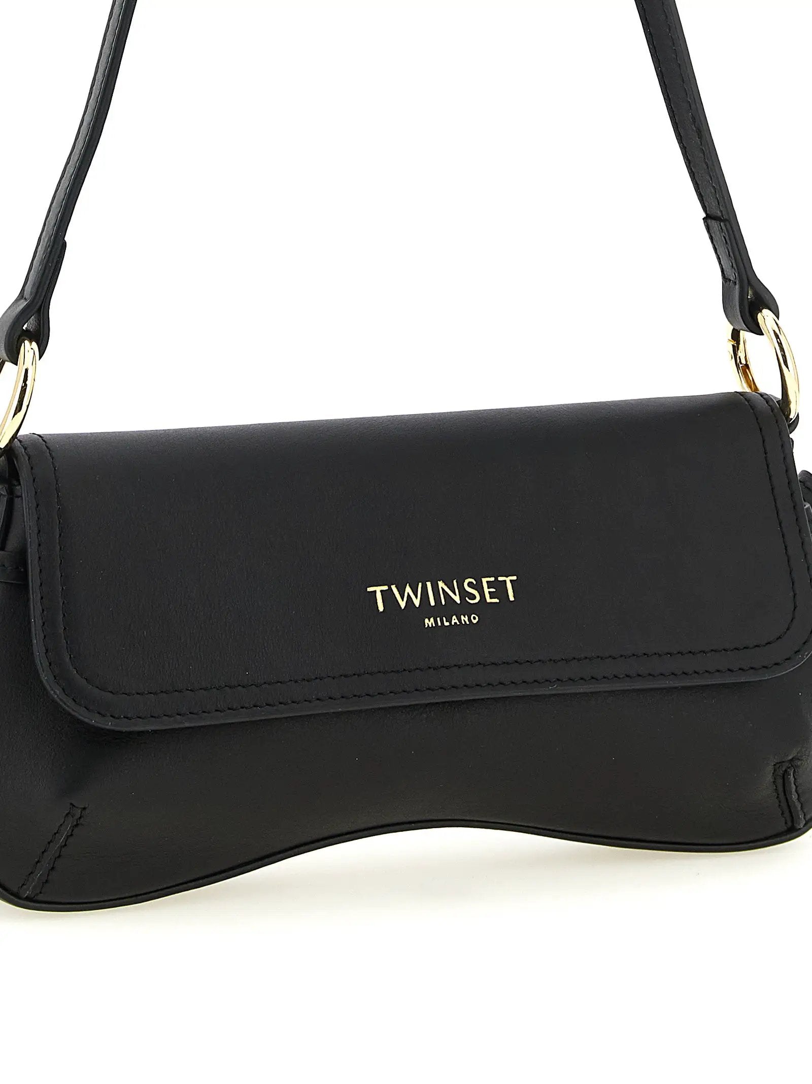 Twinset Black Leather Shoulder Bag