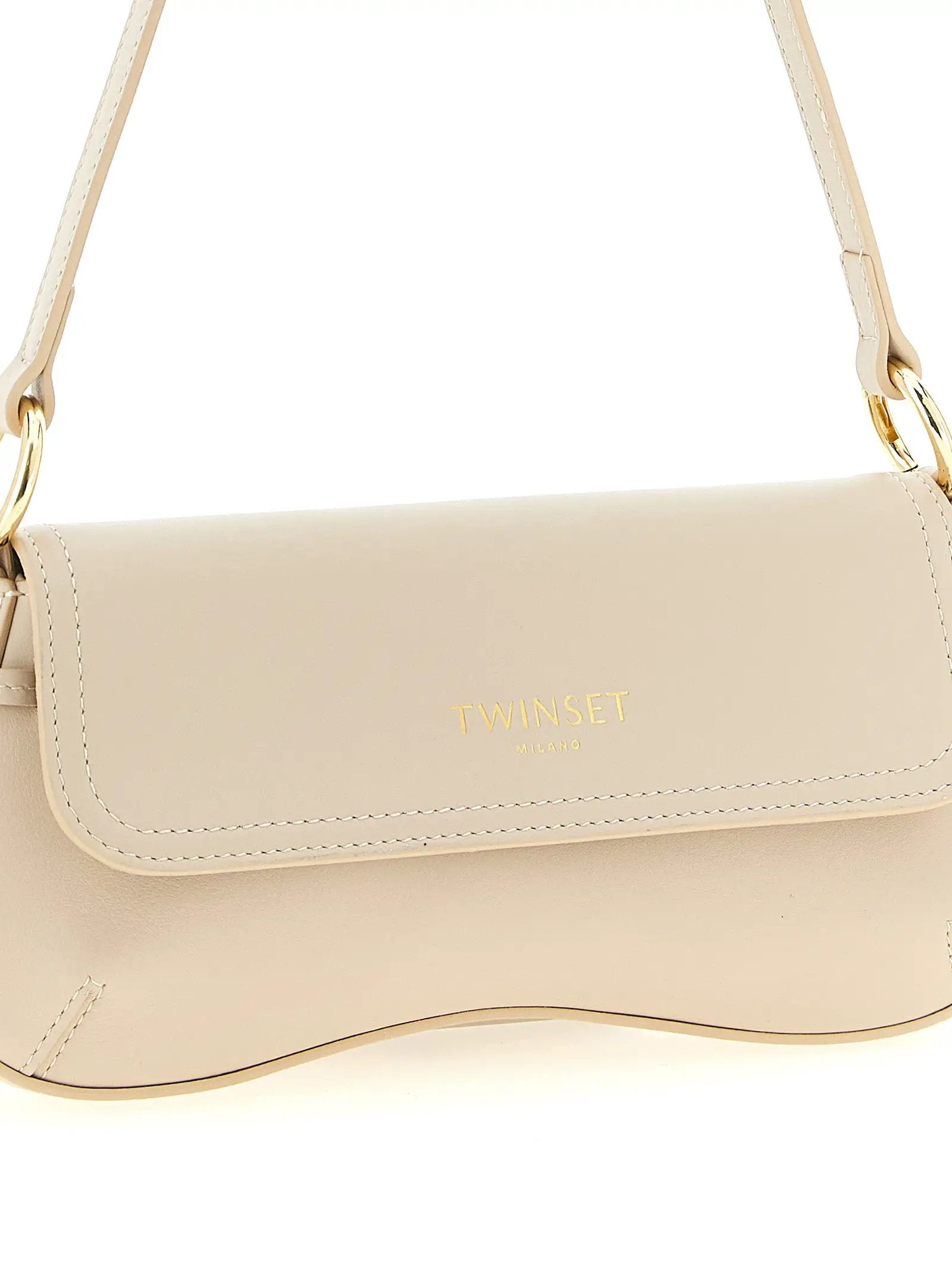 Twinset White Leather Shoulder Bag