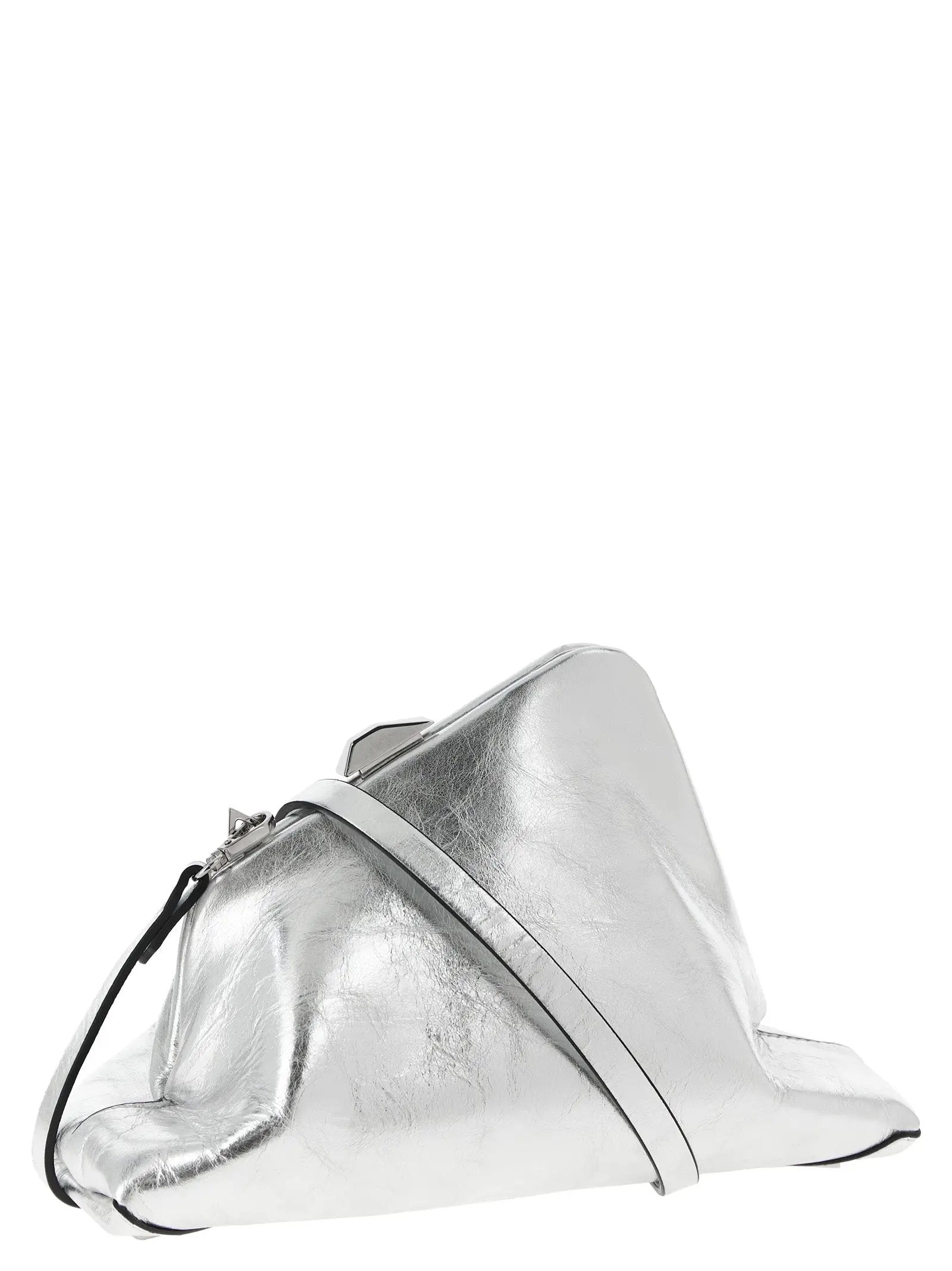 The Attico Silver Calfskin Clutch Bag