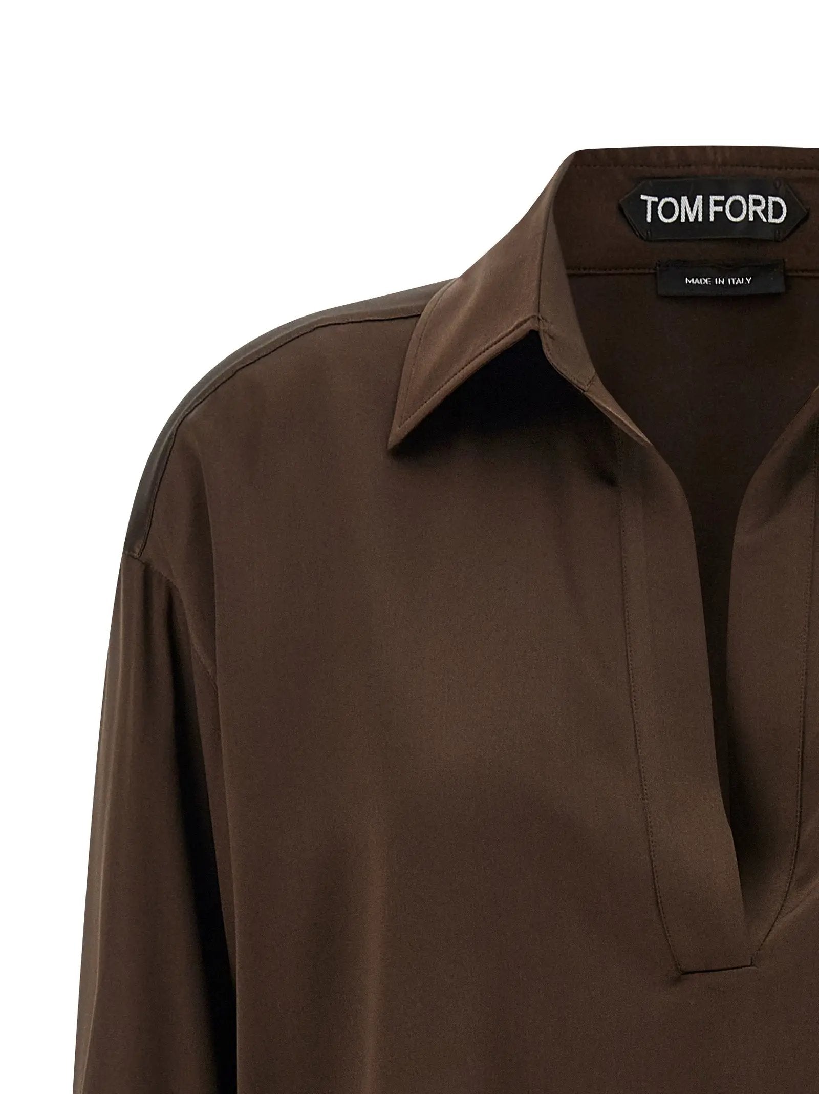 Tom Ford Brown Silk Polo Shirt