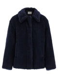 Max Mara Blue Alpaca Leather Coat