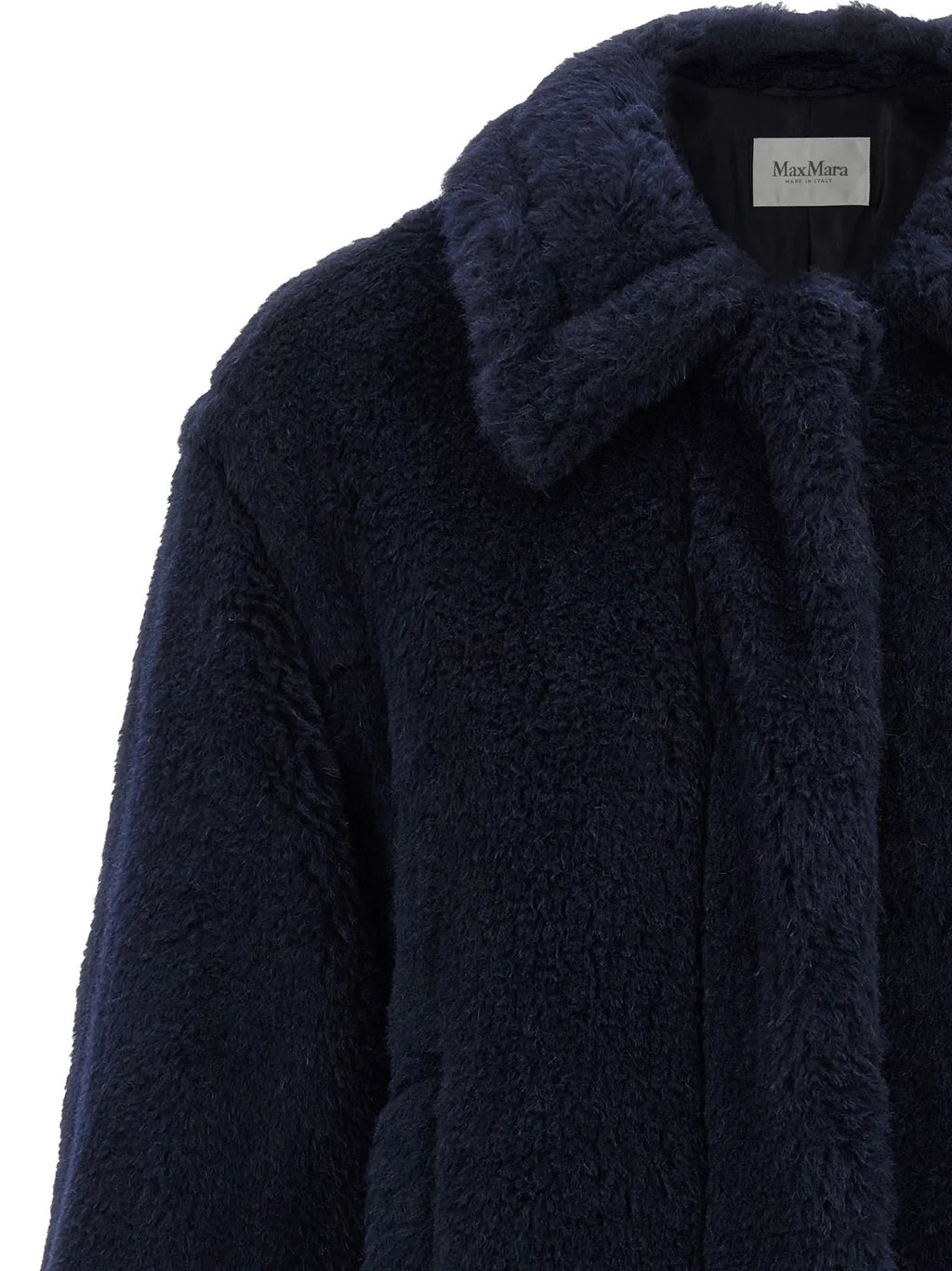 Max Mara Blue Alpaca Leather Coat