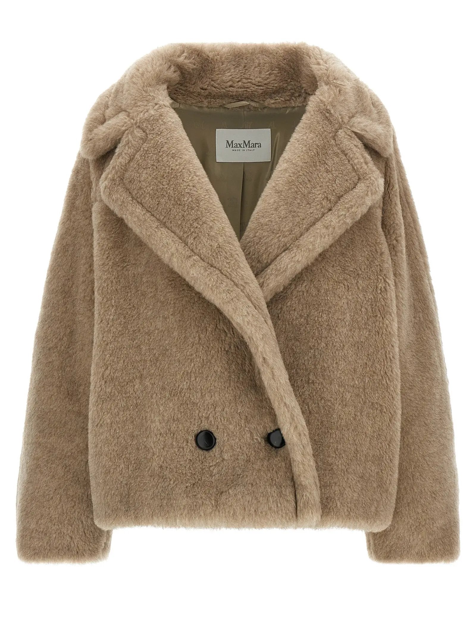 Max Mara Beige Alpaca Leather Coat
