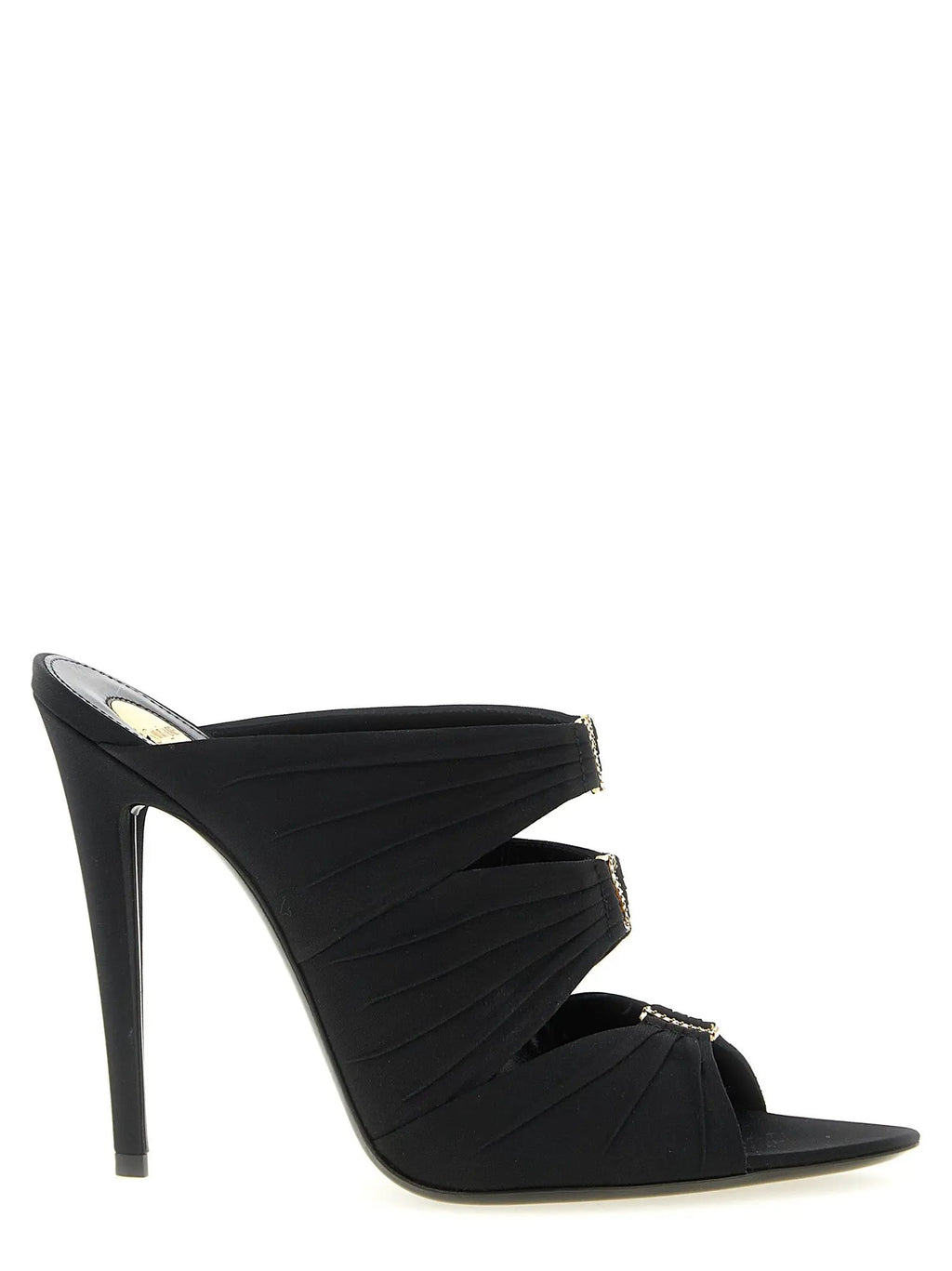 Saint Laurent Black Viscose Stiletto Heel Sandals