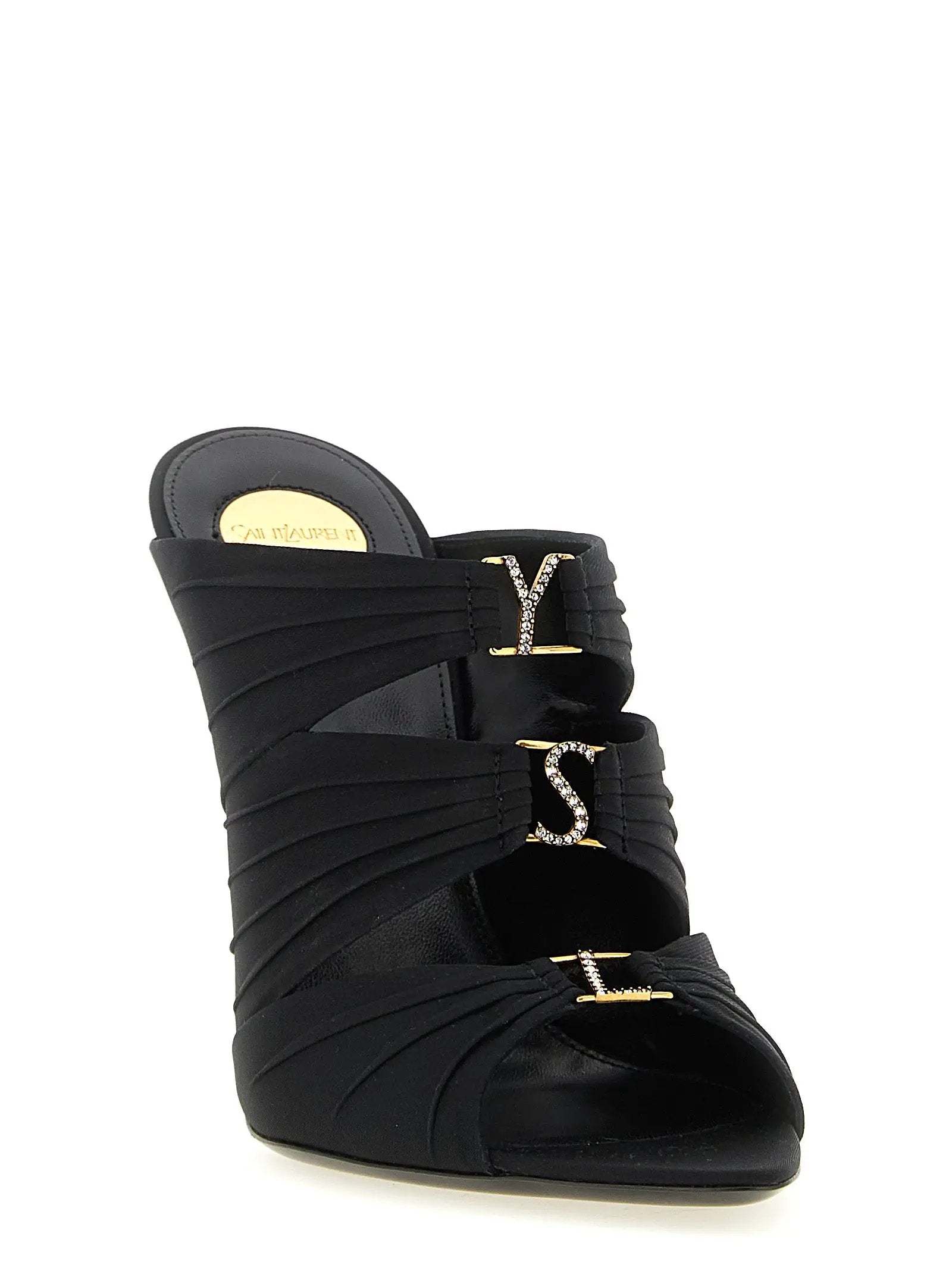 Saint Laurent Black Viscose Stiletto Heel Sandals