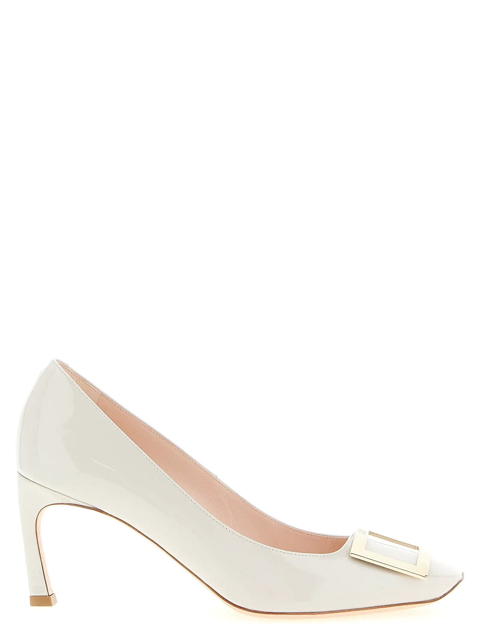 Roger Vivier Gray Calfskin Mid Heel Pumps