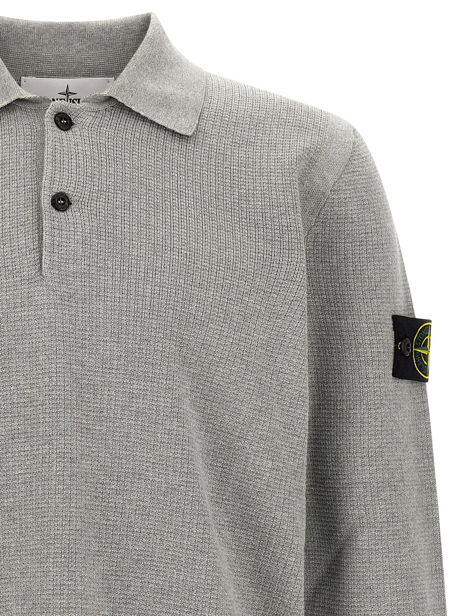 Stone Island Gray Cotton Polo Shirt