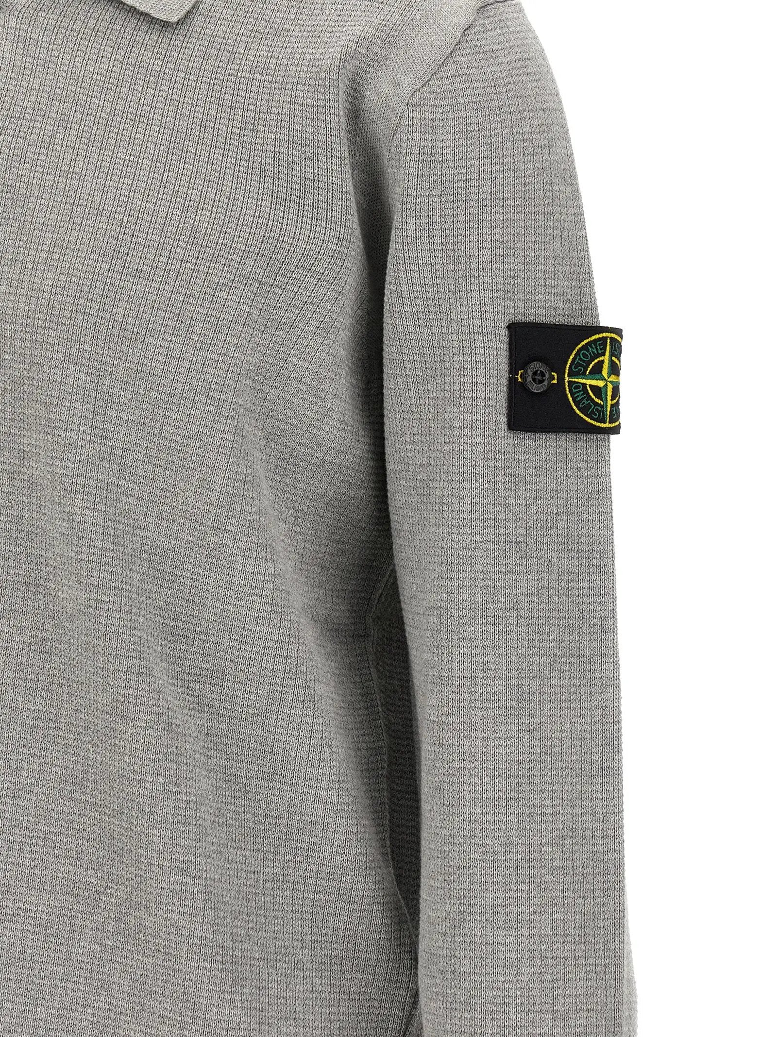 Stone Island Gray Cotton Polo Shirt