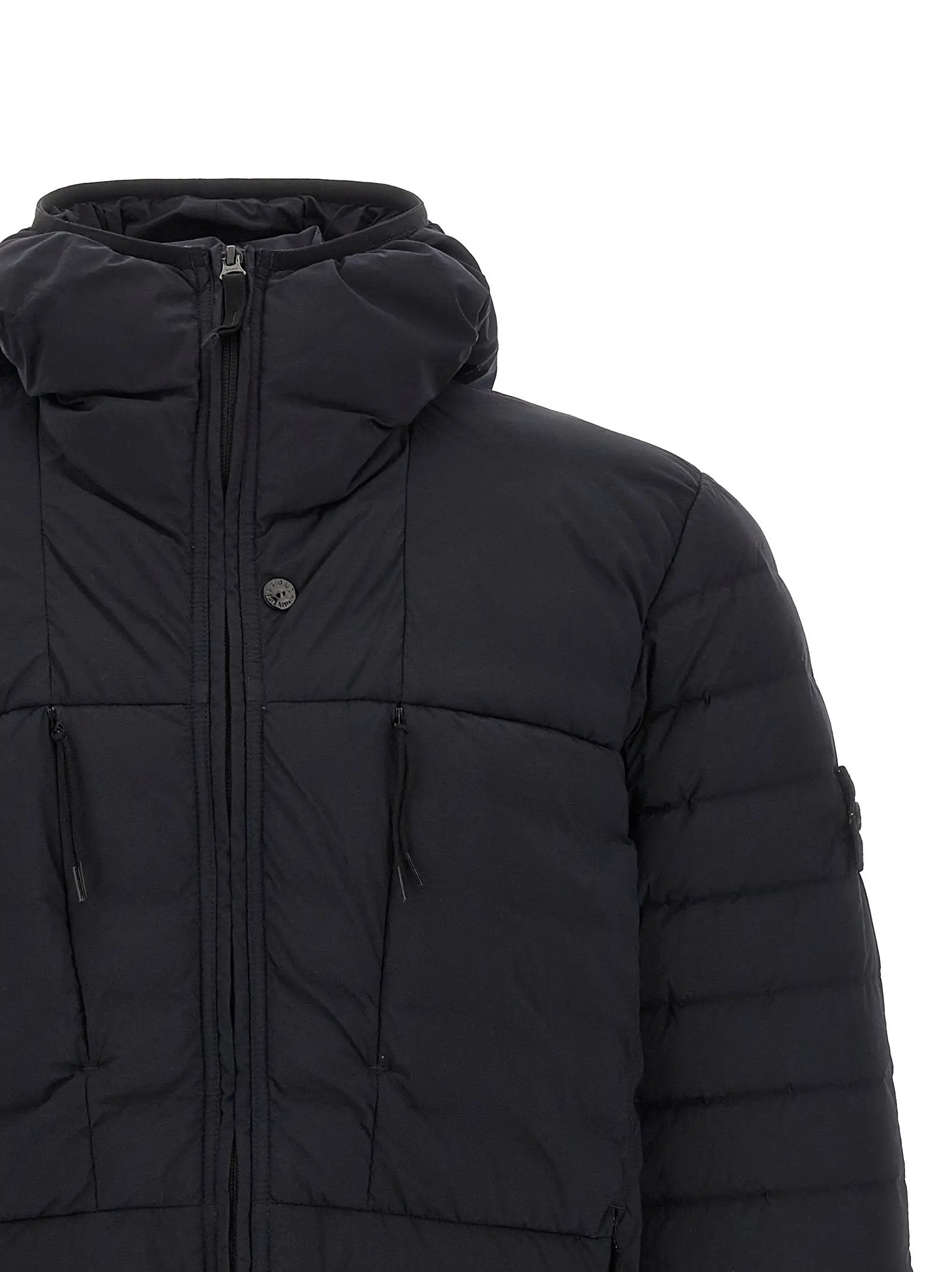 Stone Island Blue Polyamide Full-Length Jacket
