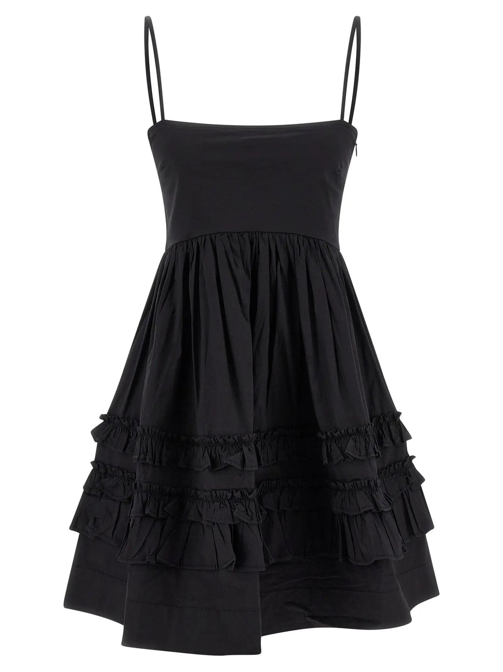 Ganni Black Cotton Short Dress