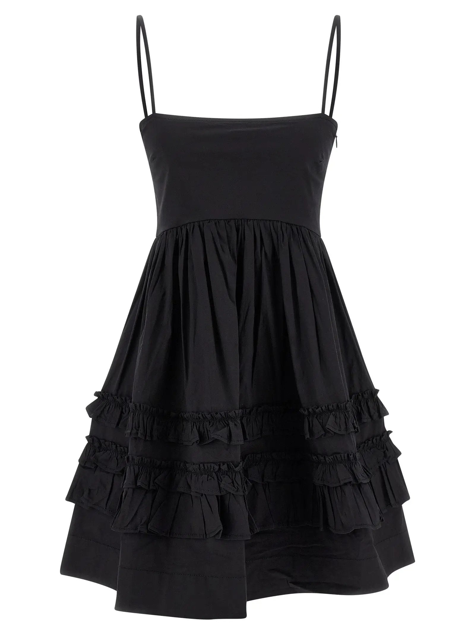 Ganni Black Cotton Short Dress