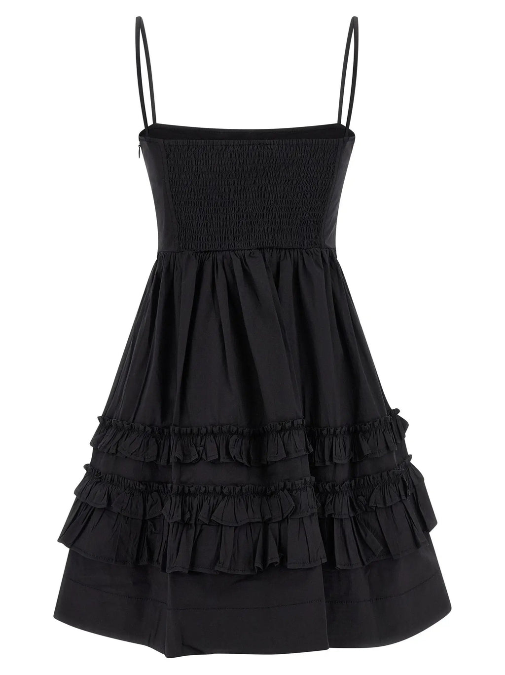 Ganni Black Cotton Short Dress