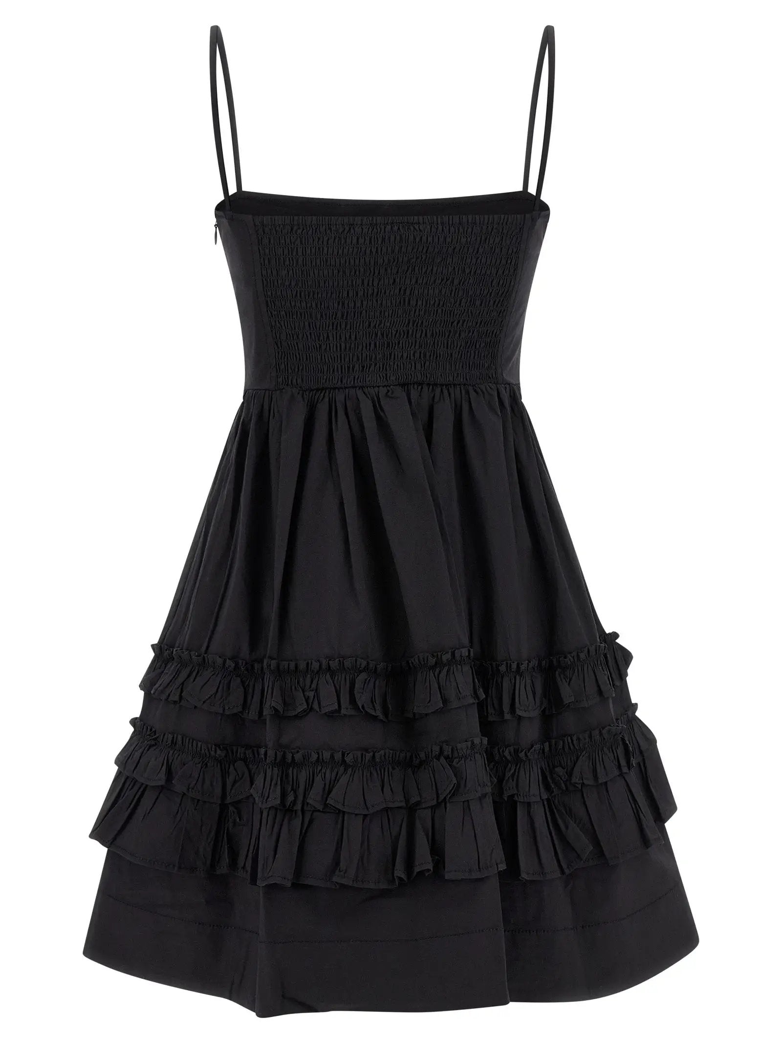 Ganni Black Cotton Short Dress