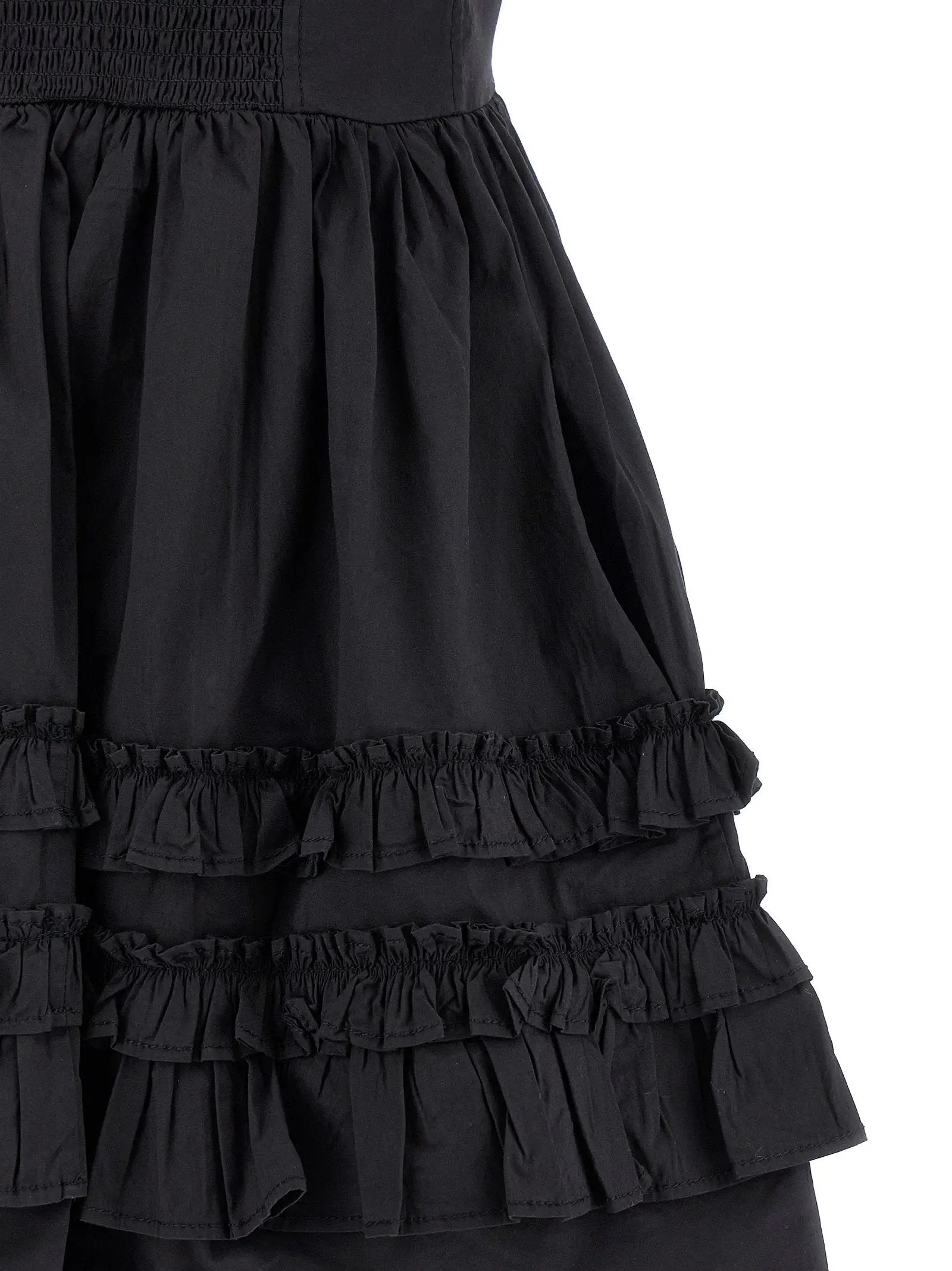 Ganni Black Cotton Short Dress