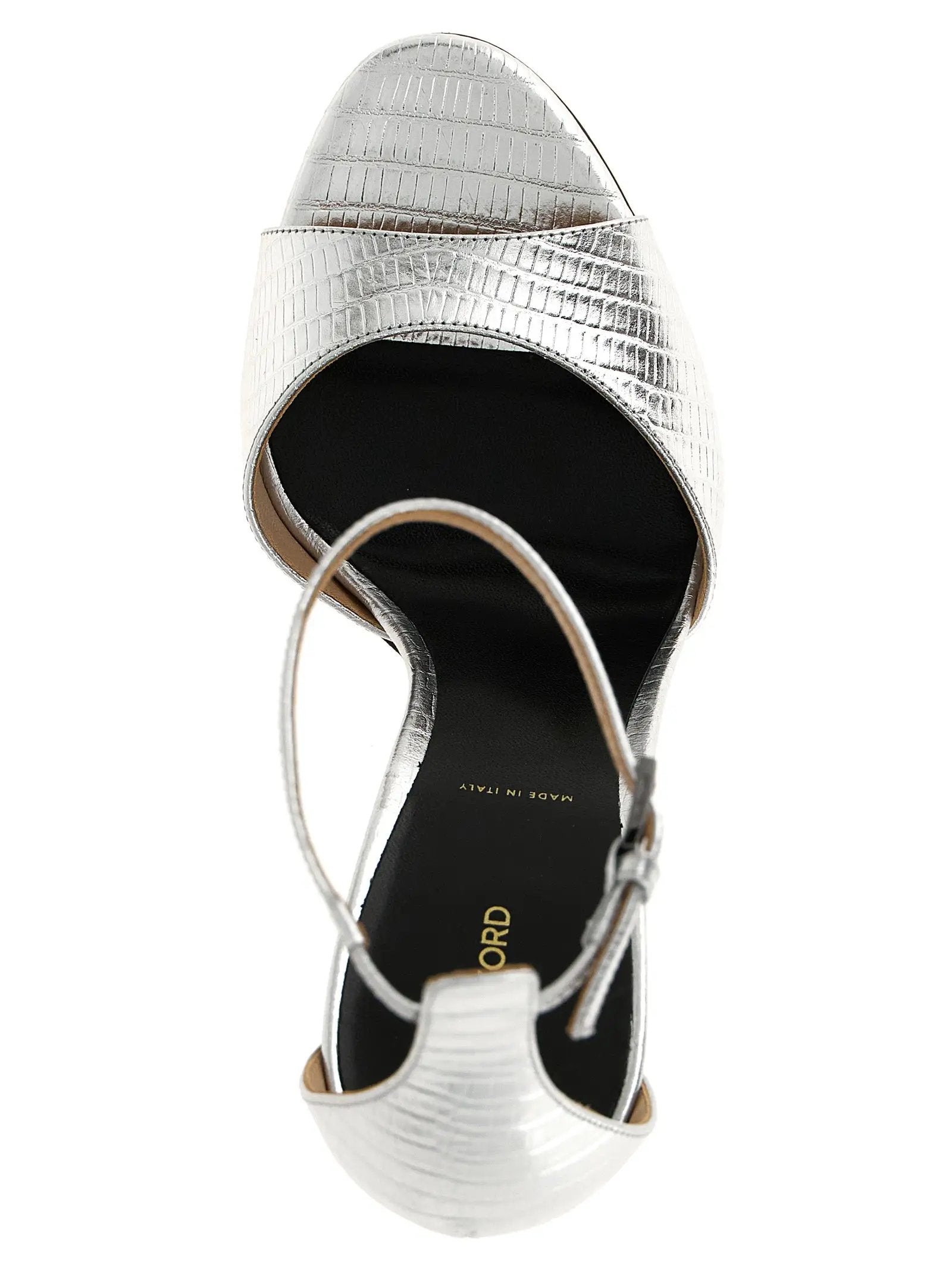 Tom Ford Silver Leather Stiletto Heel Sandals