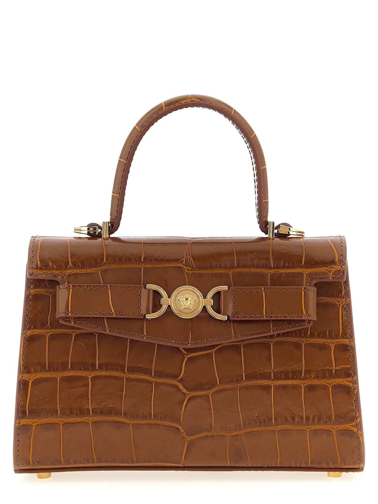 Versace Brown Calfskin Handbag