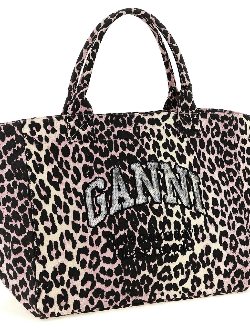 Ganni Multicolor Recycled Cotton Tote Bag
