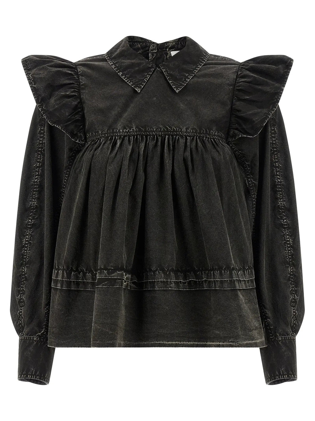 Ganni Black Organic Cotton Blouse