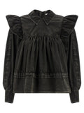 Ganni Black Organic Cotton Blouse