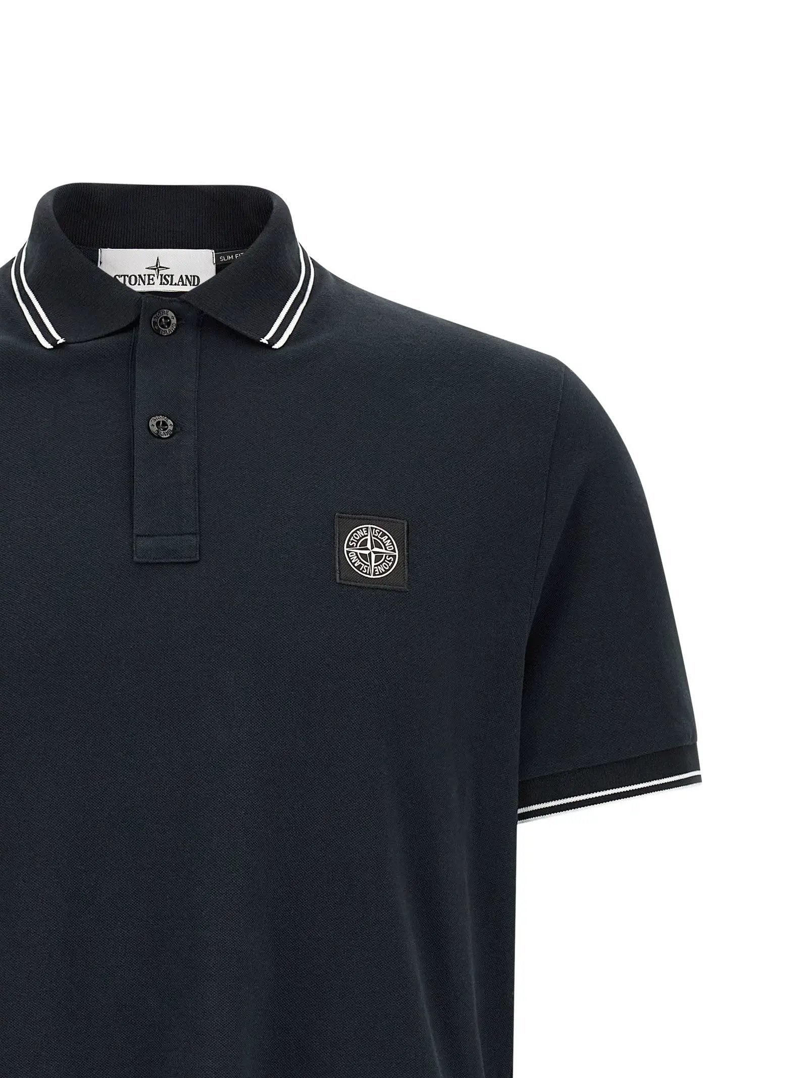 Stone Island Blue Cotton Polo Shirt