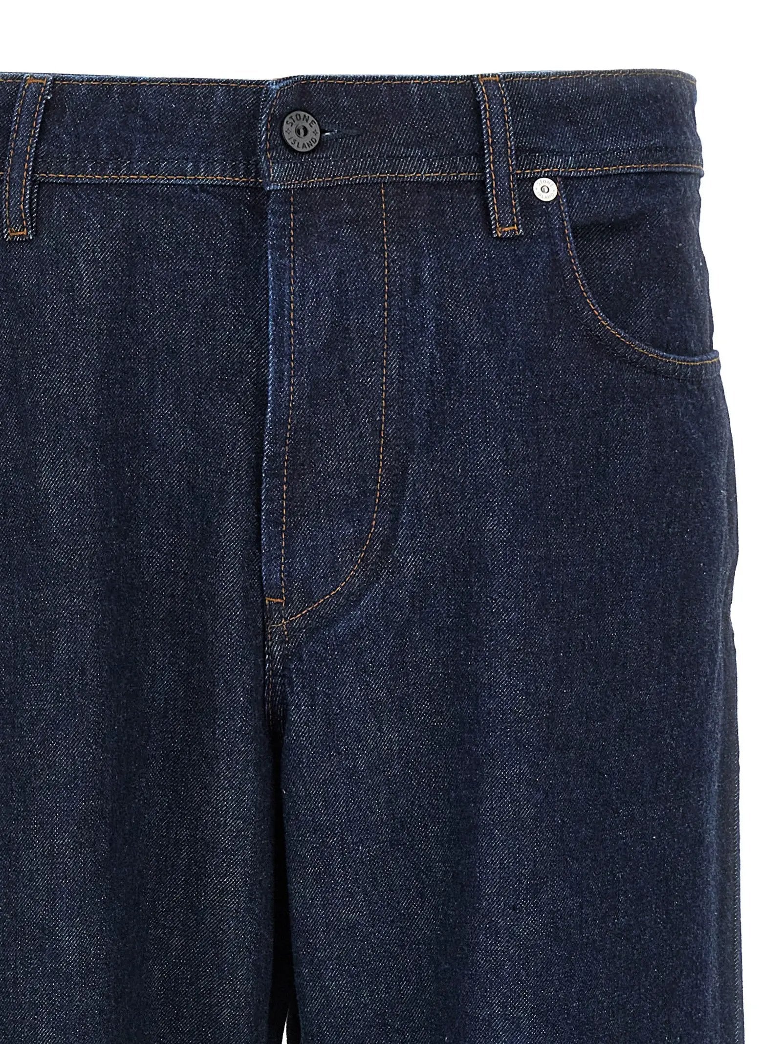 Stone Island Blue Cotton Relaxed Fit Jeans