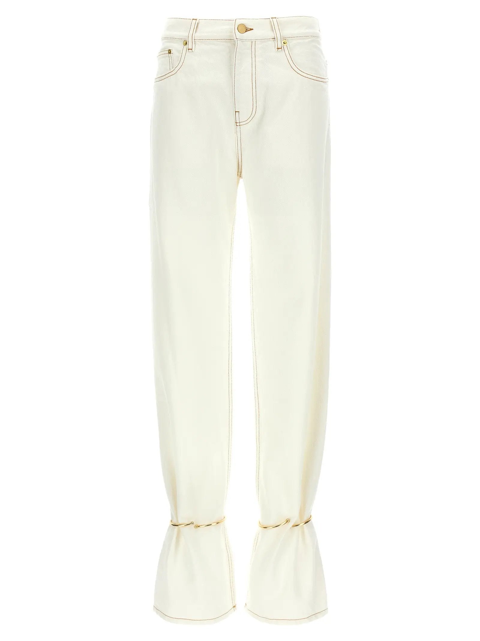 Darkpark White Cotton Straight-Leg Jeans