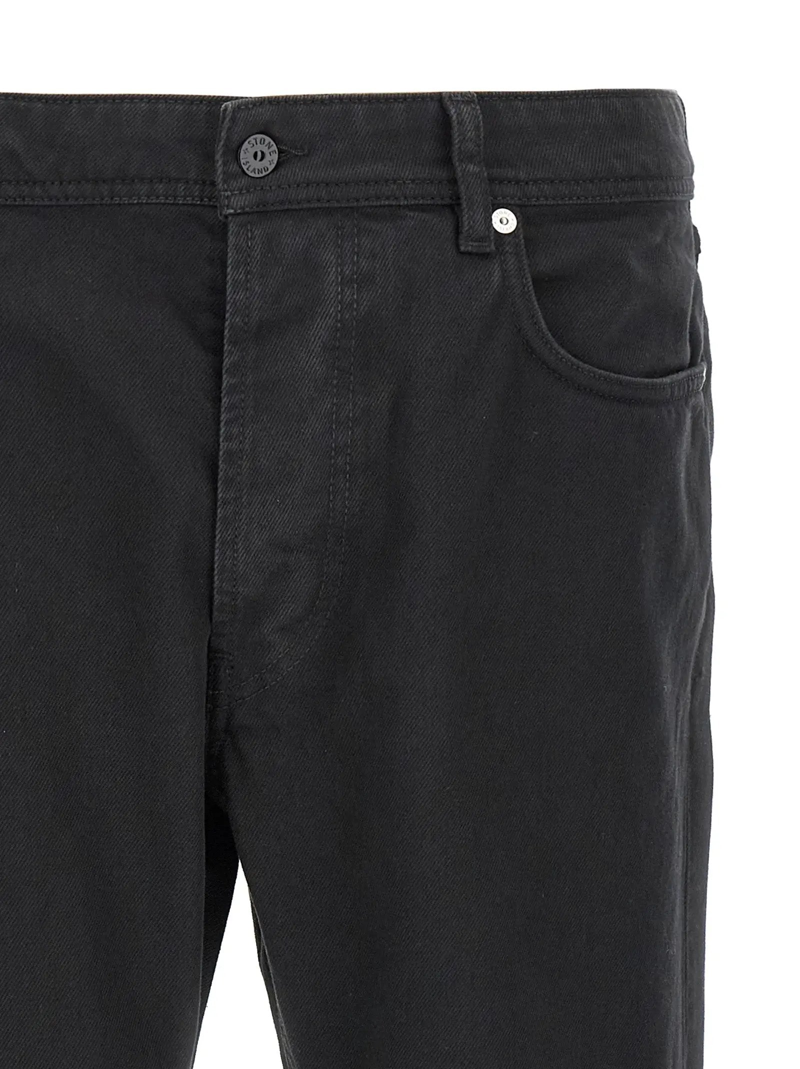 Stone Island Black Cotton Straight-Leg Jeans