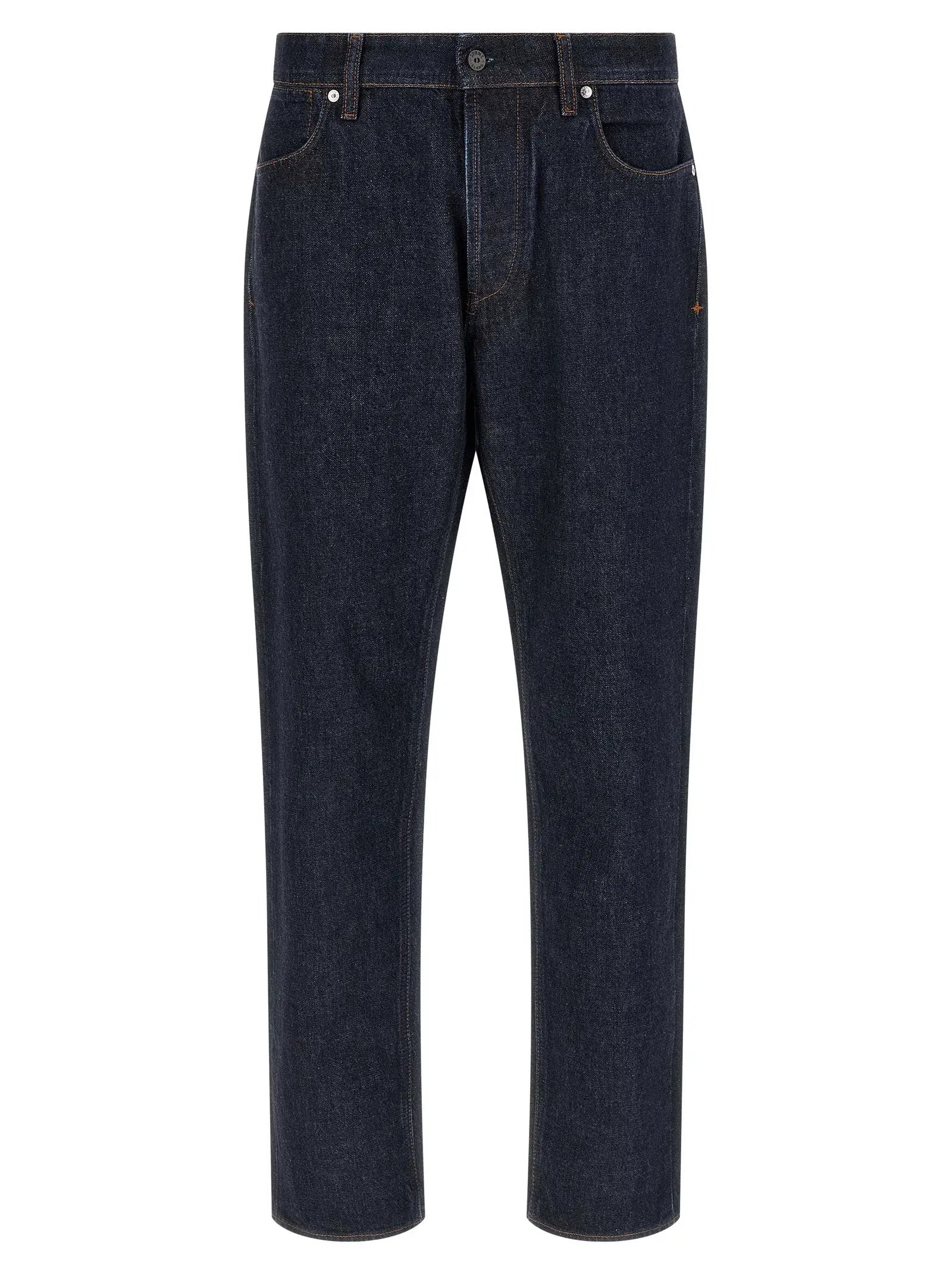 Stone Island Blue Cotton Straight-Leg Jeans