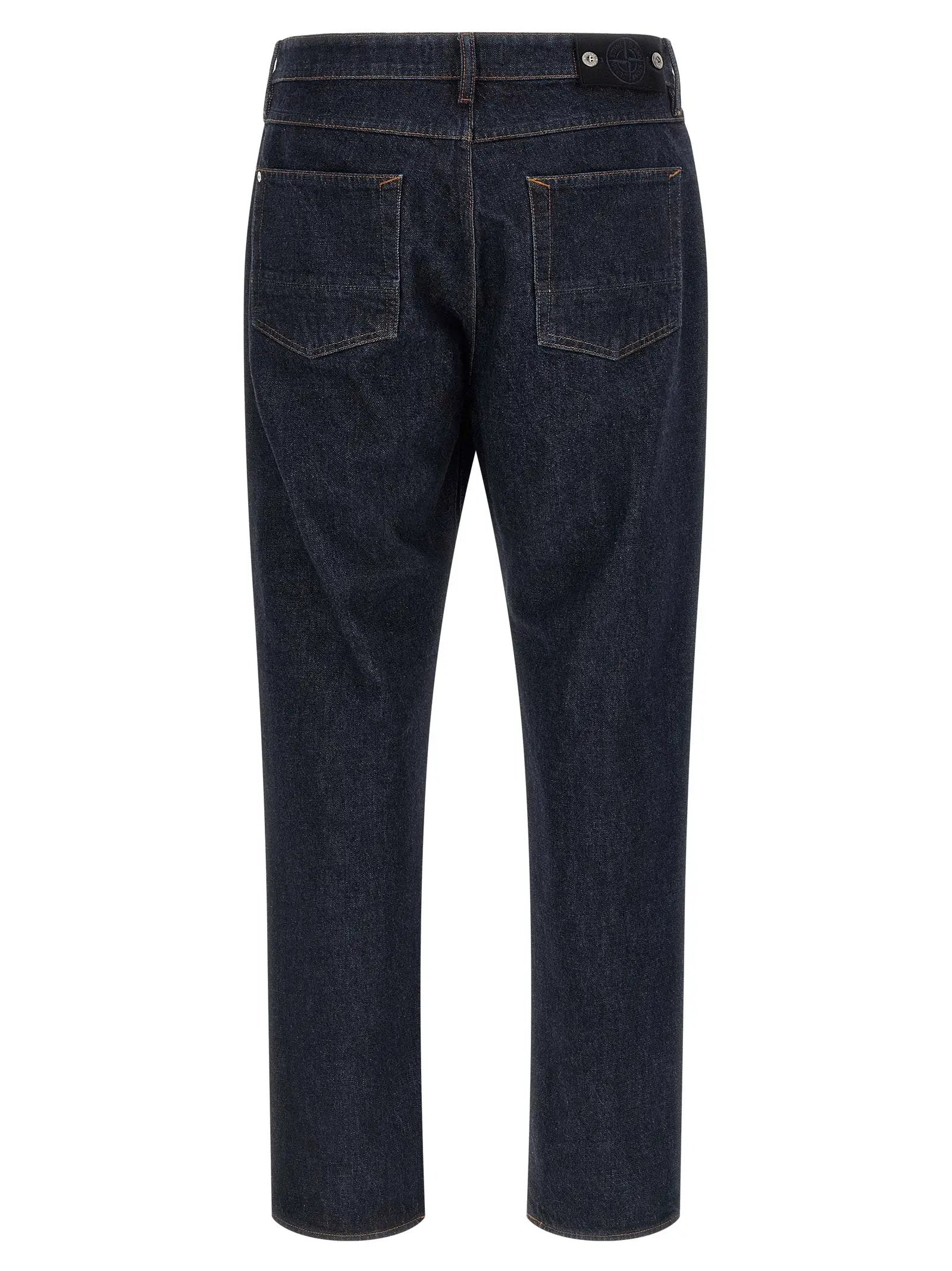 Stone Island Blue Cotton Straight-Leg Jeans