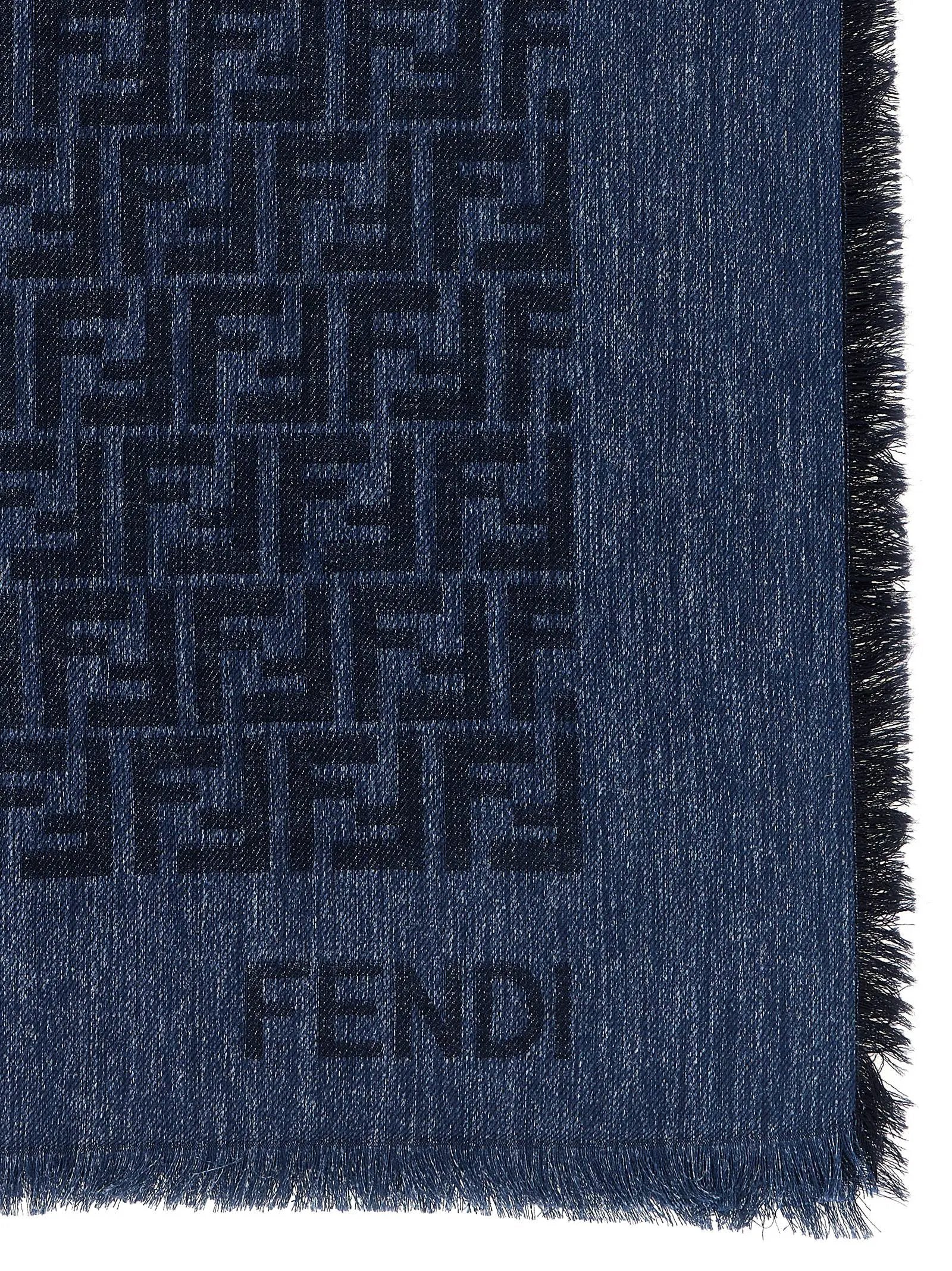 Fendi Blue Cotton Scarf