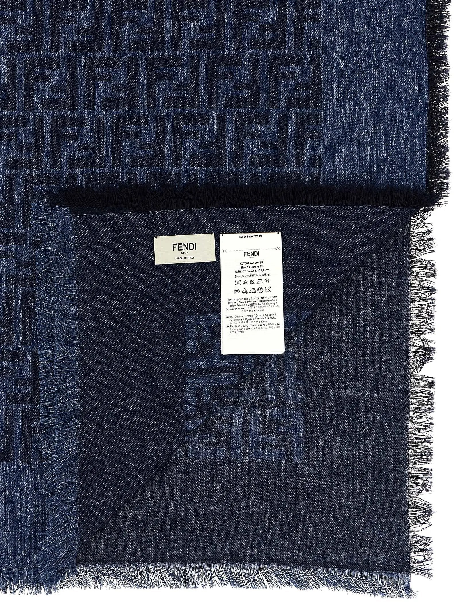 Fendi Blue Cotton Scarf
