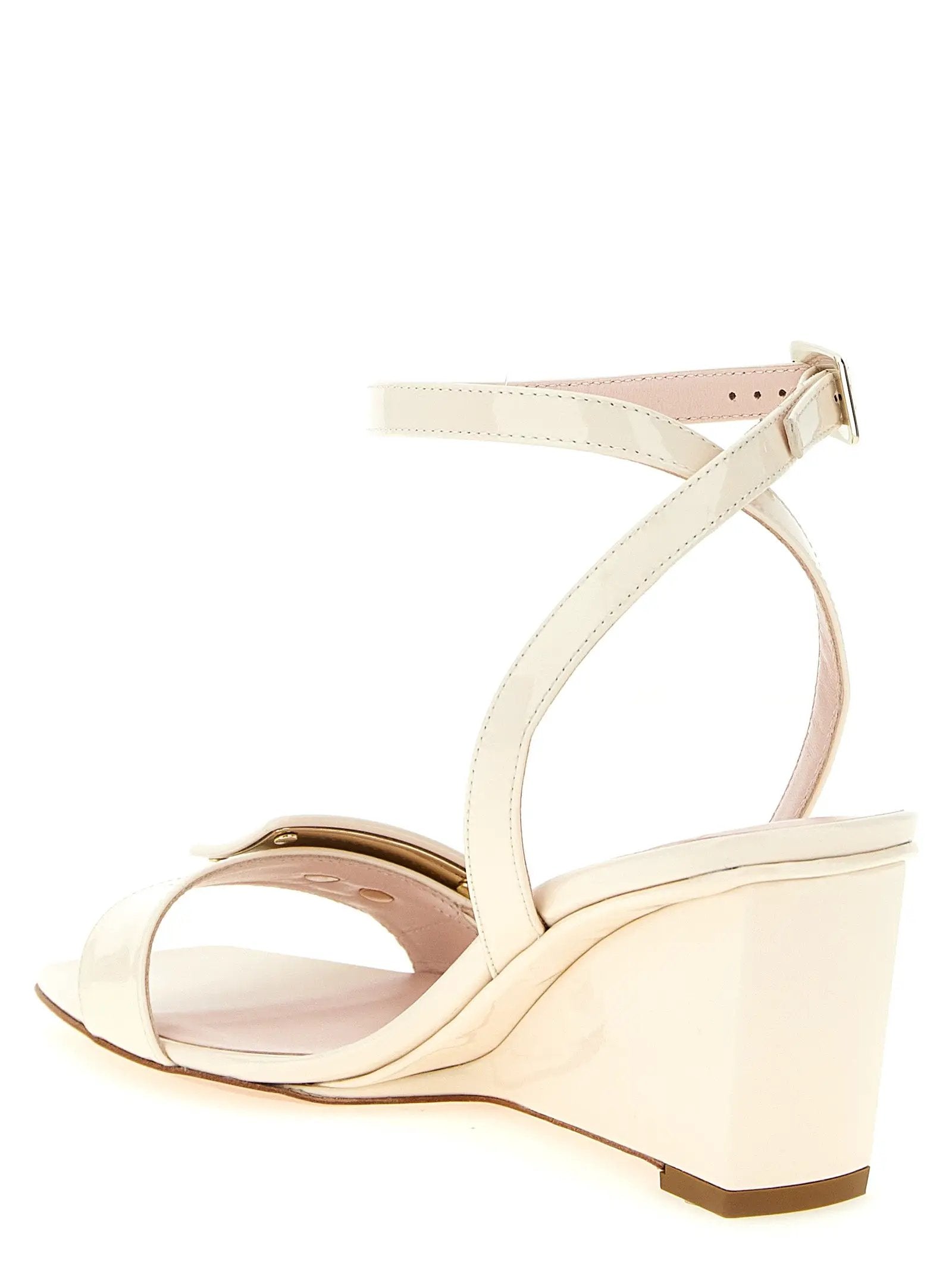 Roger Vivier White Calfskin Wedge Sandals