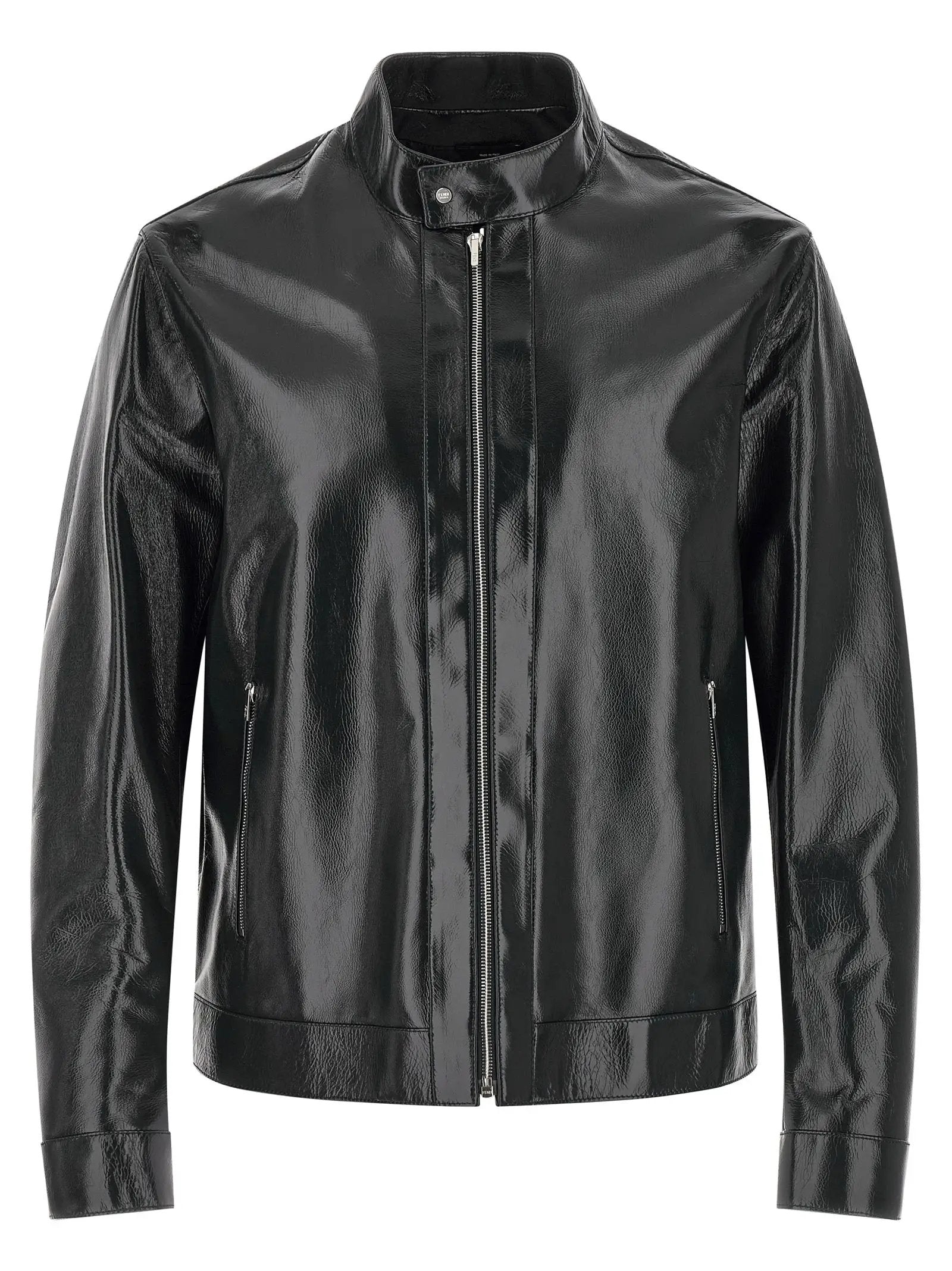 Fendi Blue Lamb Leather Leather Jacket