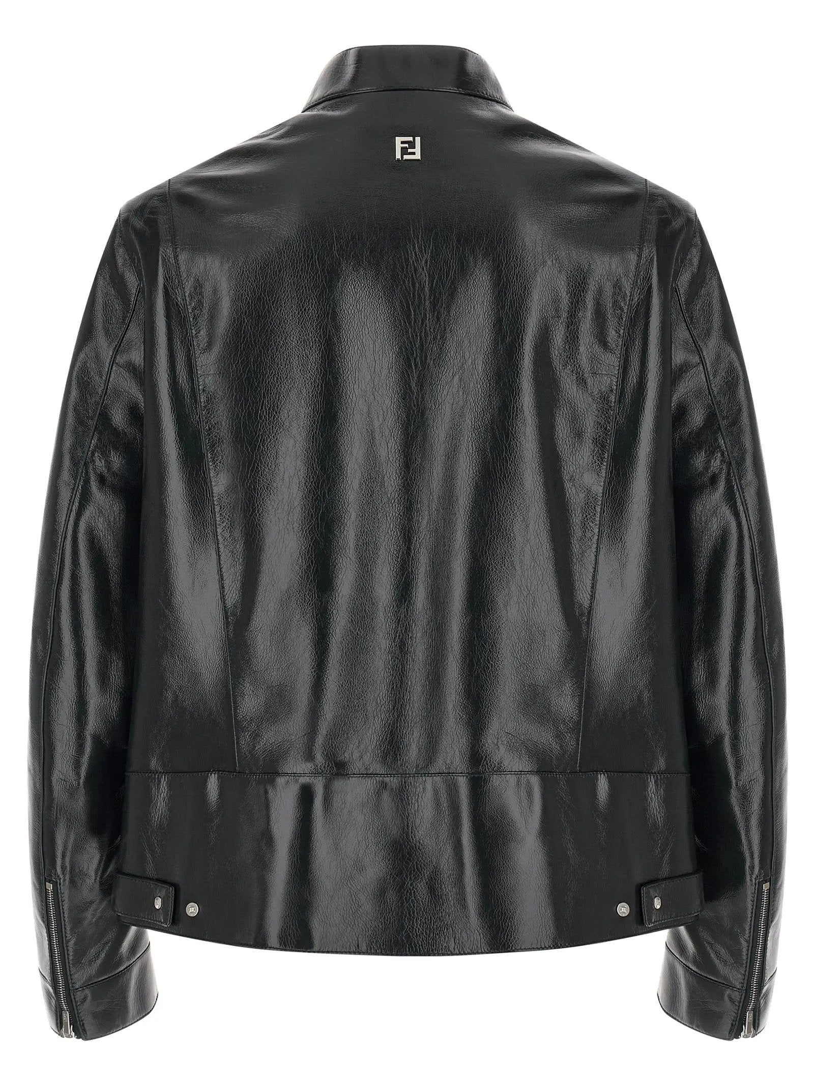 Fendi Blue Lamb Leather Leather Jacket