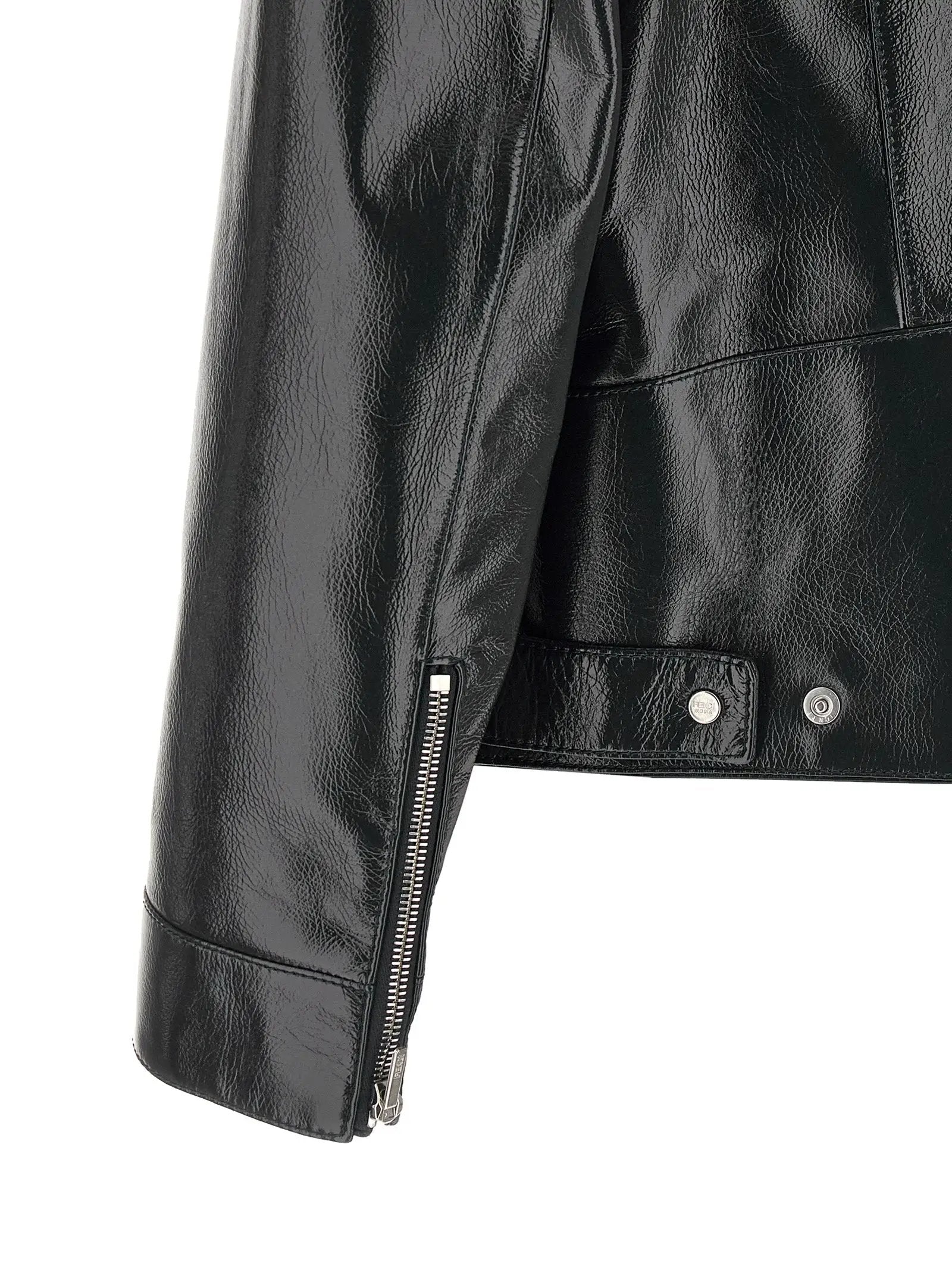 Fendi Blue Lamb Leather Leather Jacket