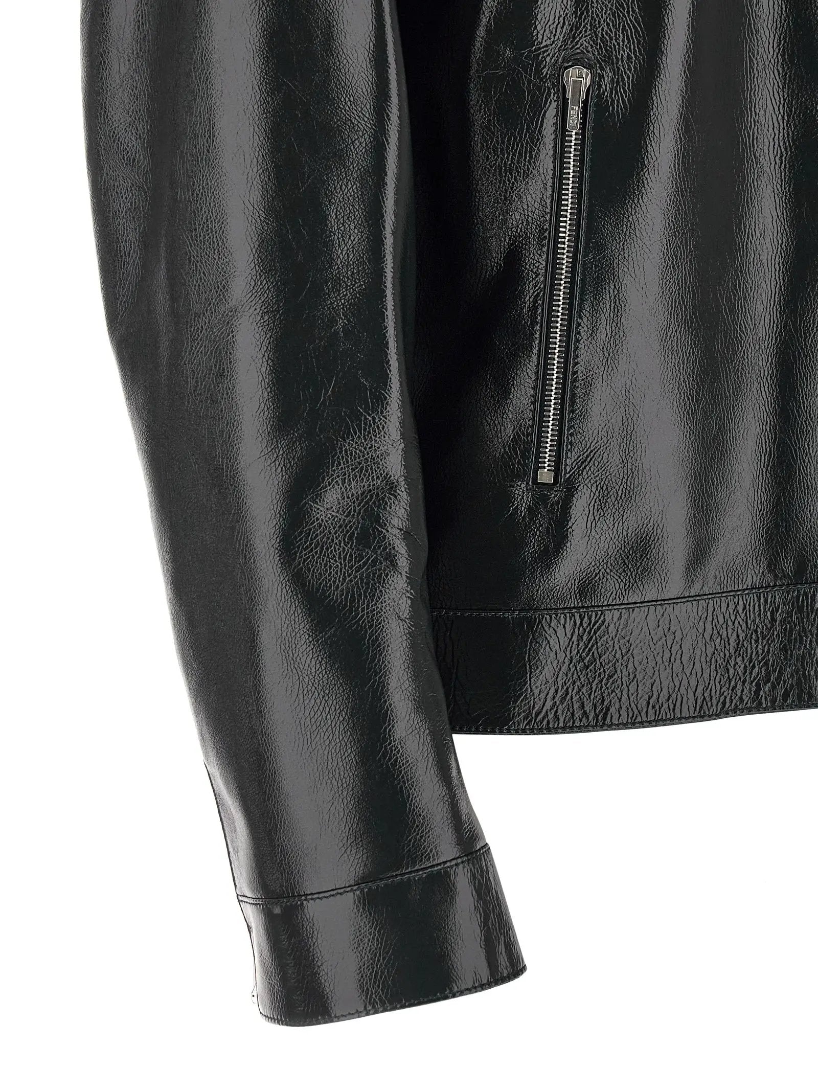 Fendi Blue Lamb Leather Leather Jacket