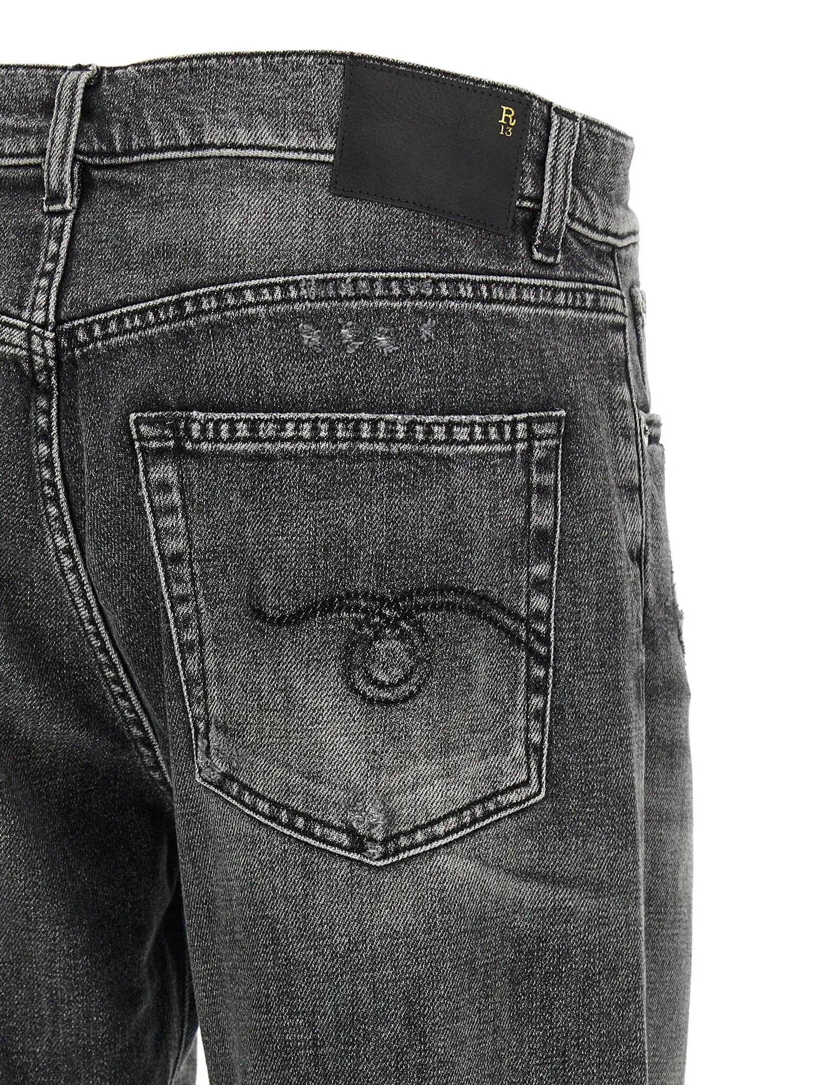 R13 Gray Cotton Boyfriend Jeans