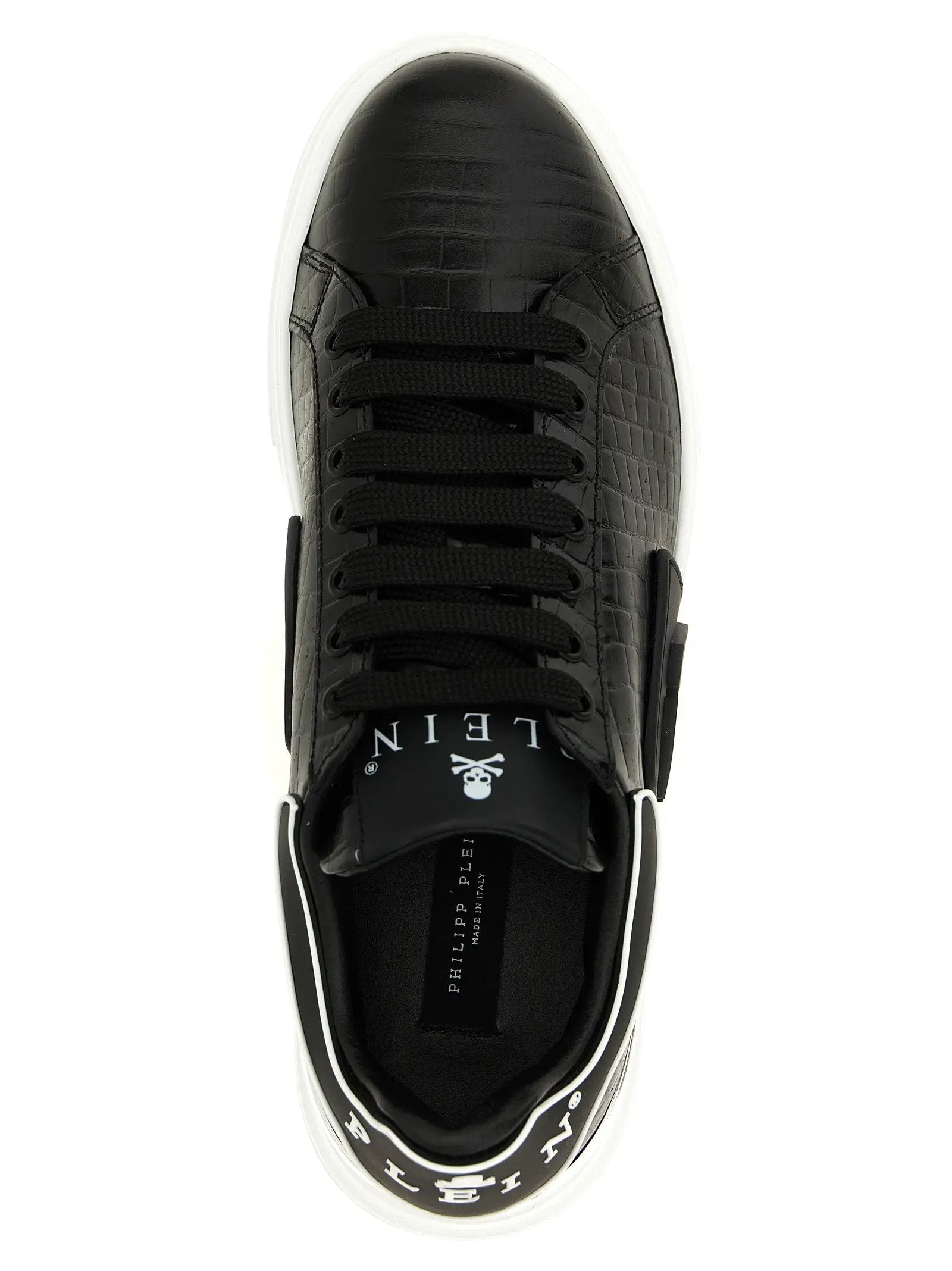 Philipp Plein Black Cowhide Low Top Sneakers