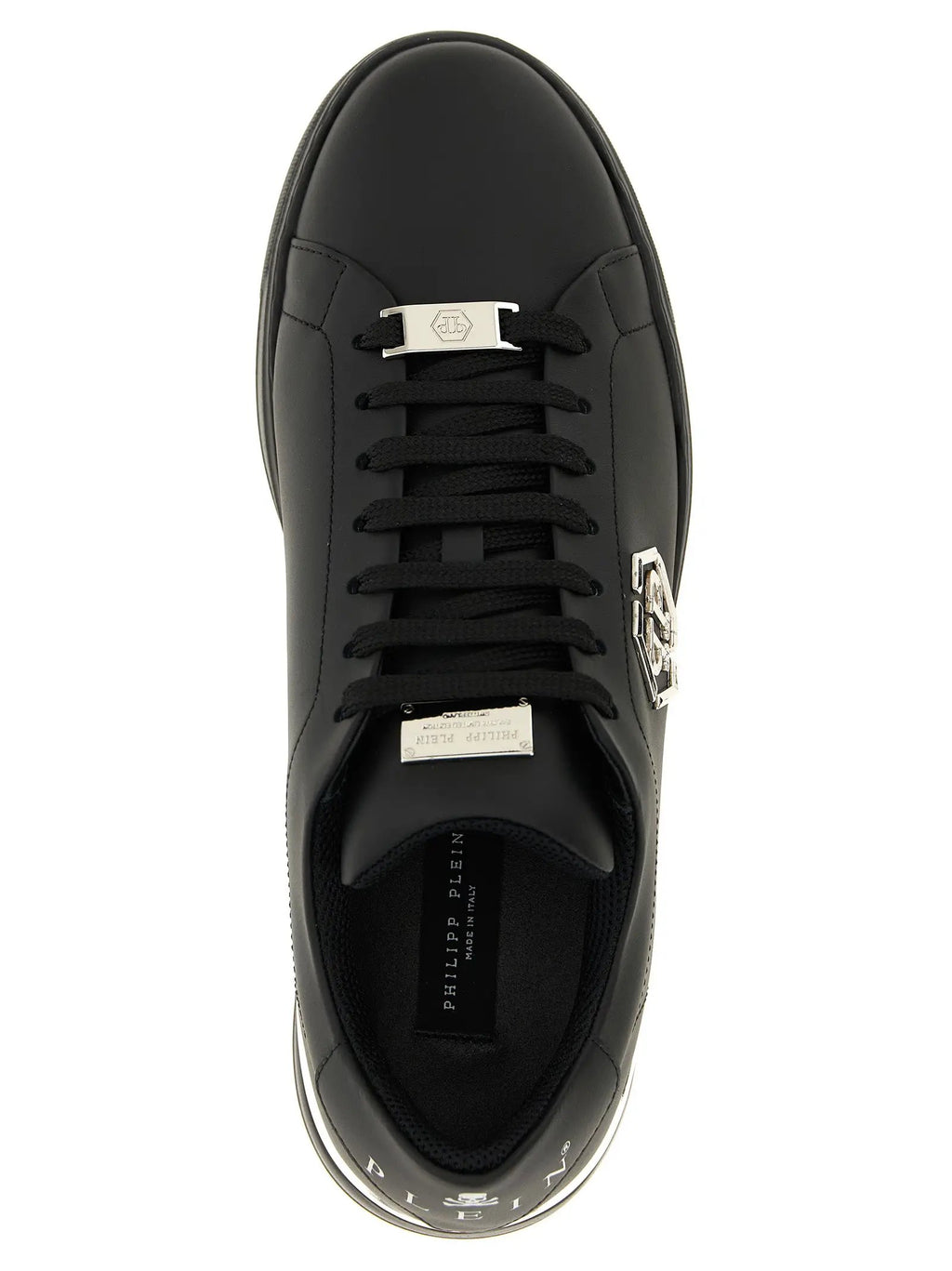 Philipp Plein Black Calfskin Low Top Sneakers