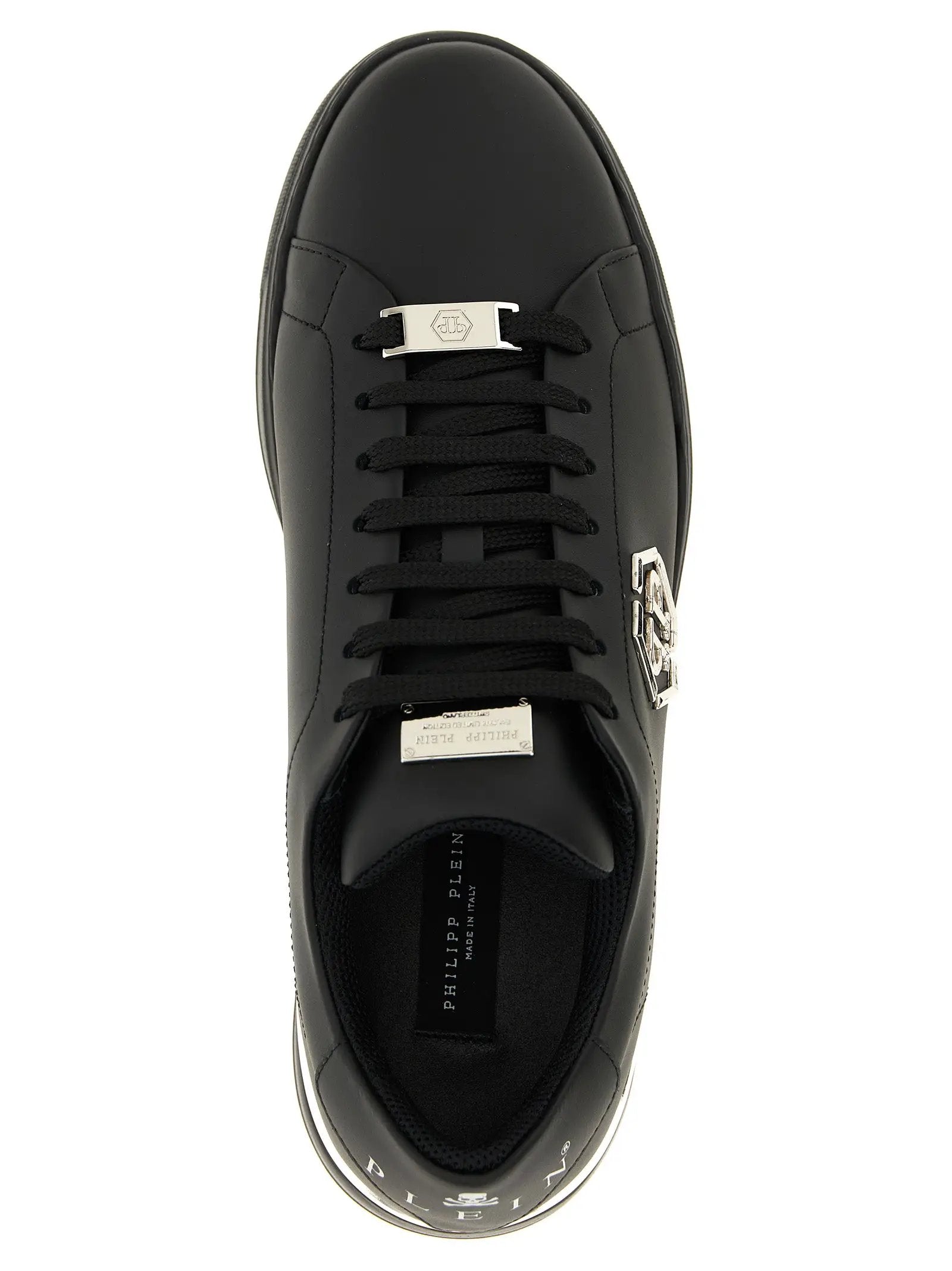 Philipp Plein Black Calfskin Low Top Sneakers