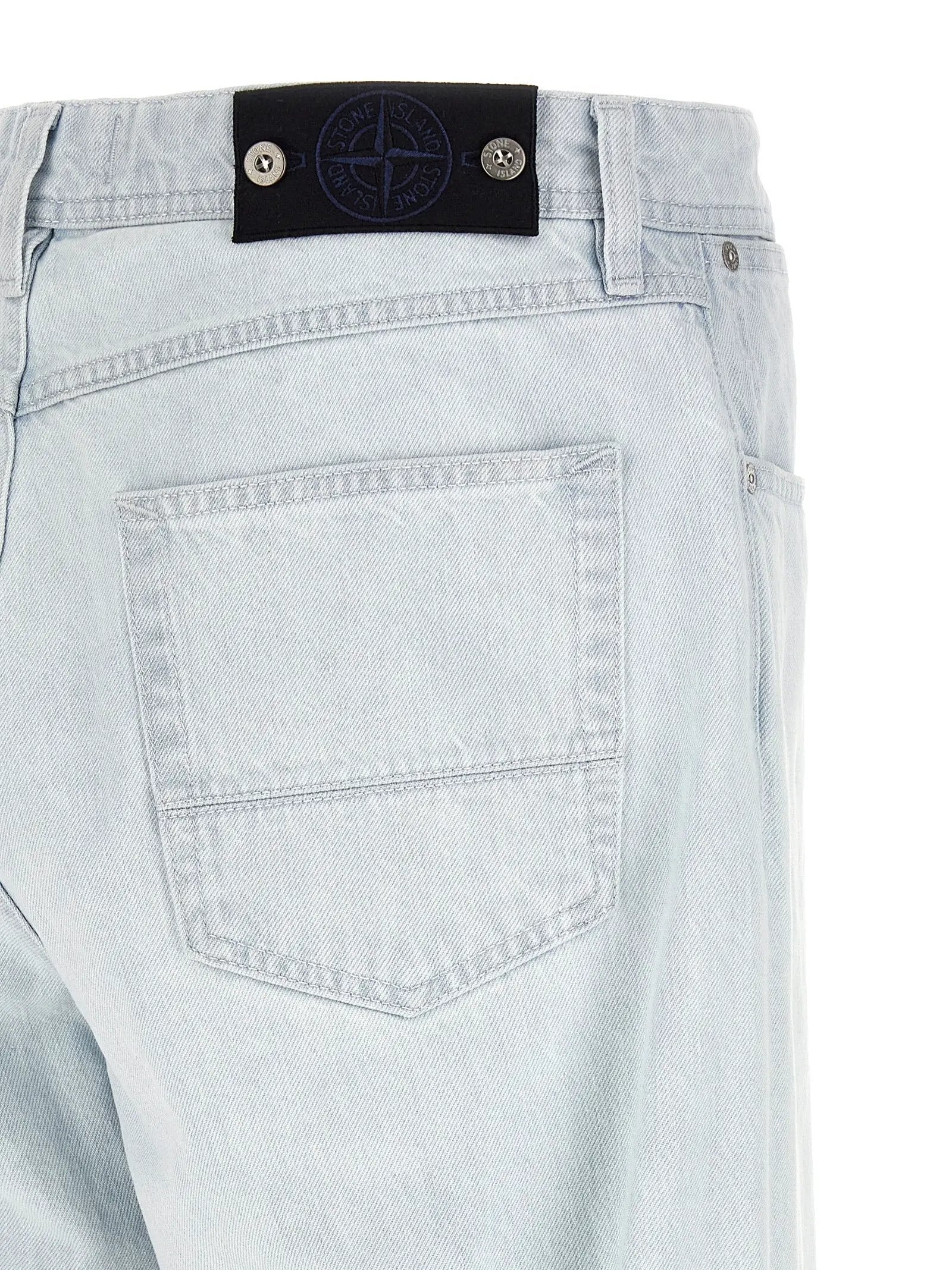 Stone Island Blue Cotton Straight-Leg Jeans