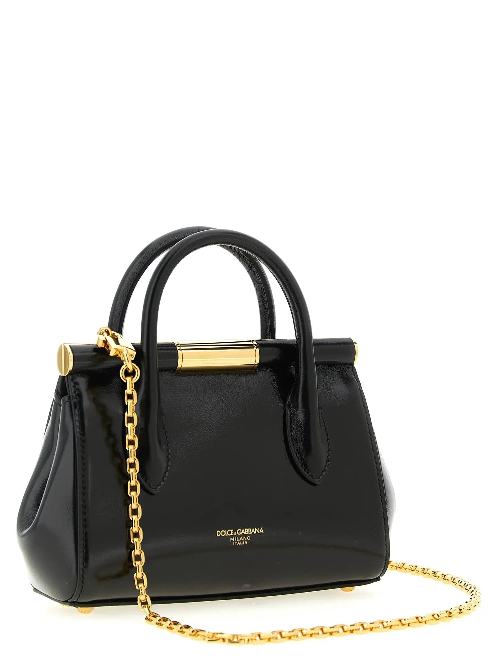 Sac à main en cuir de veau noir Dolce & Gabbana